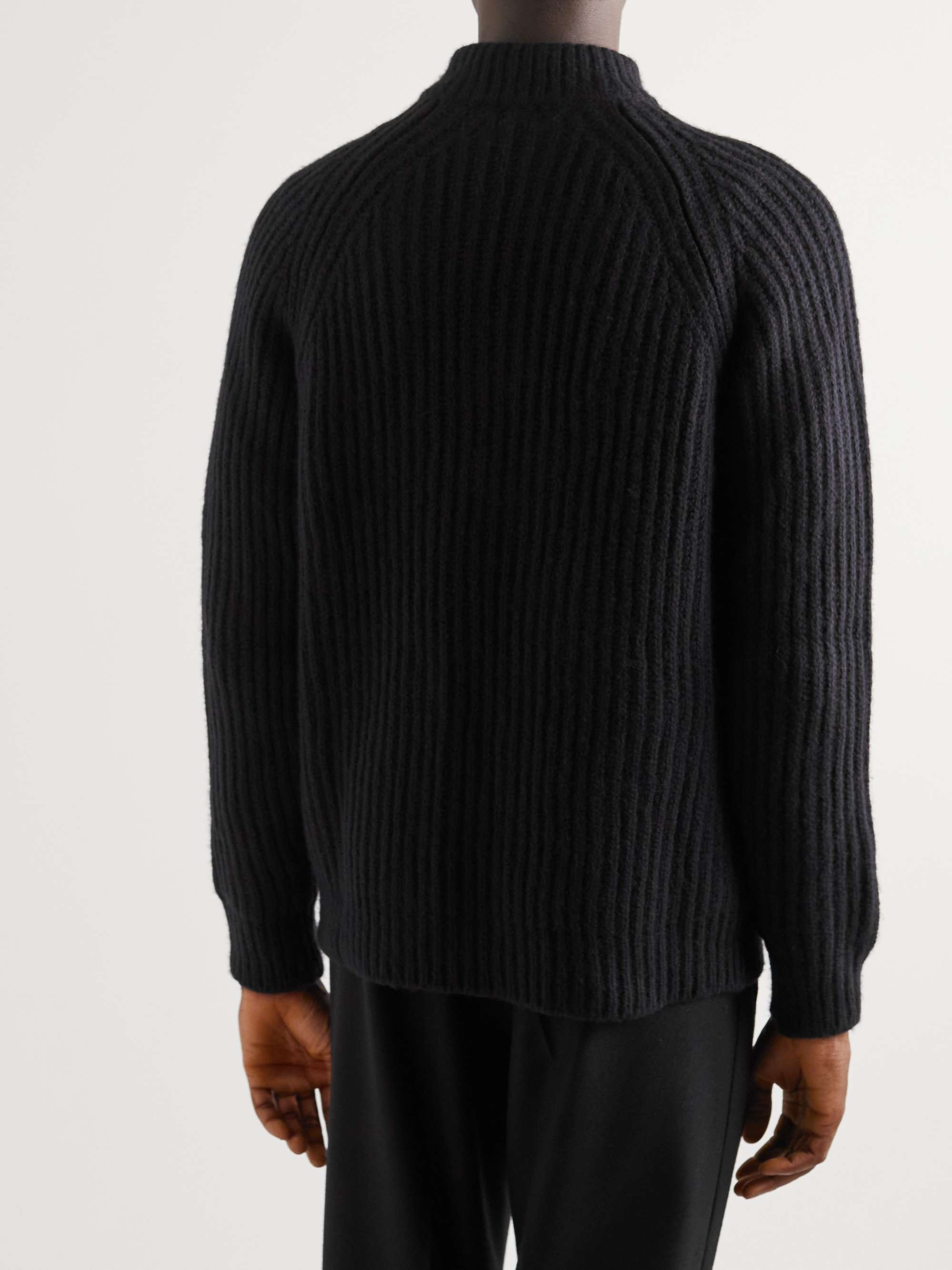 MASSIMO ALBA Ribbed Wool and Cashmere-Blend Half-Zip Sweater