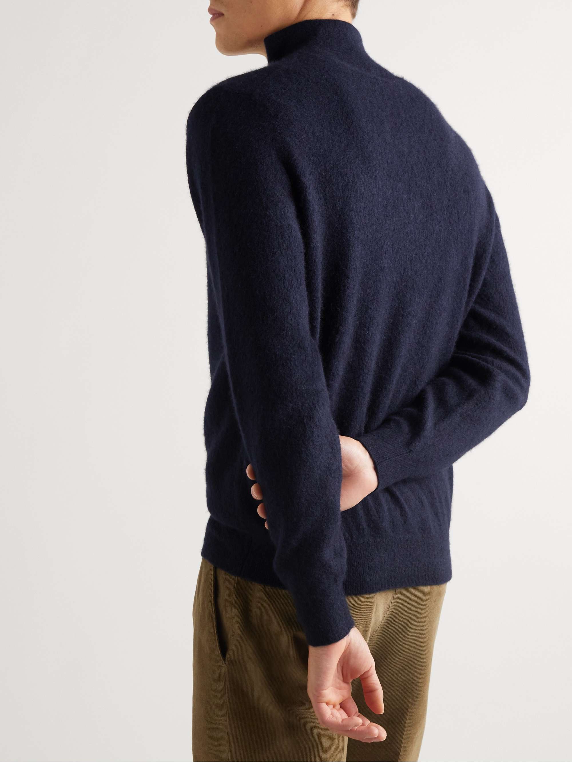 MASSIMO ALBA Brushed-Cashmere Half-Zip Sweater
