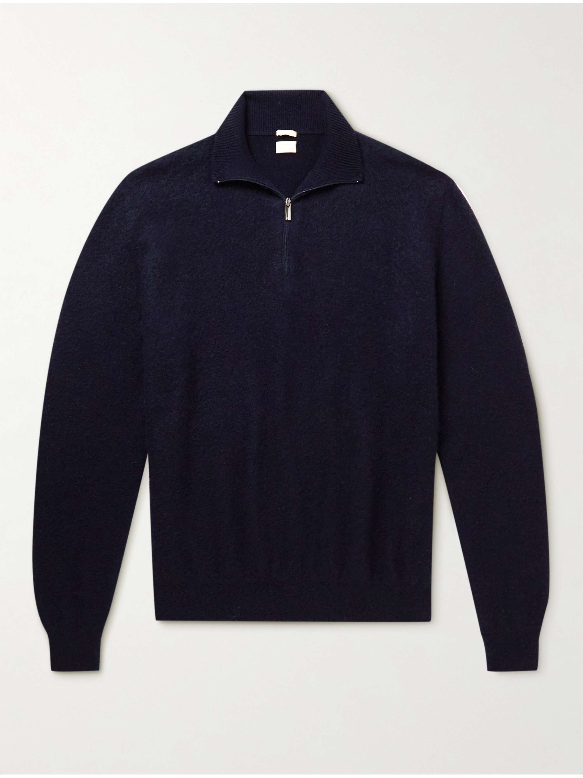 MASSIMO ALBA Brushed-Cashmere Half-Zip Sweater