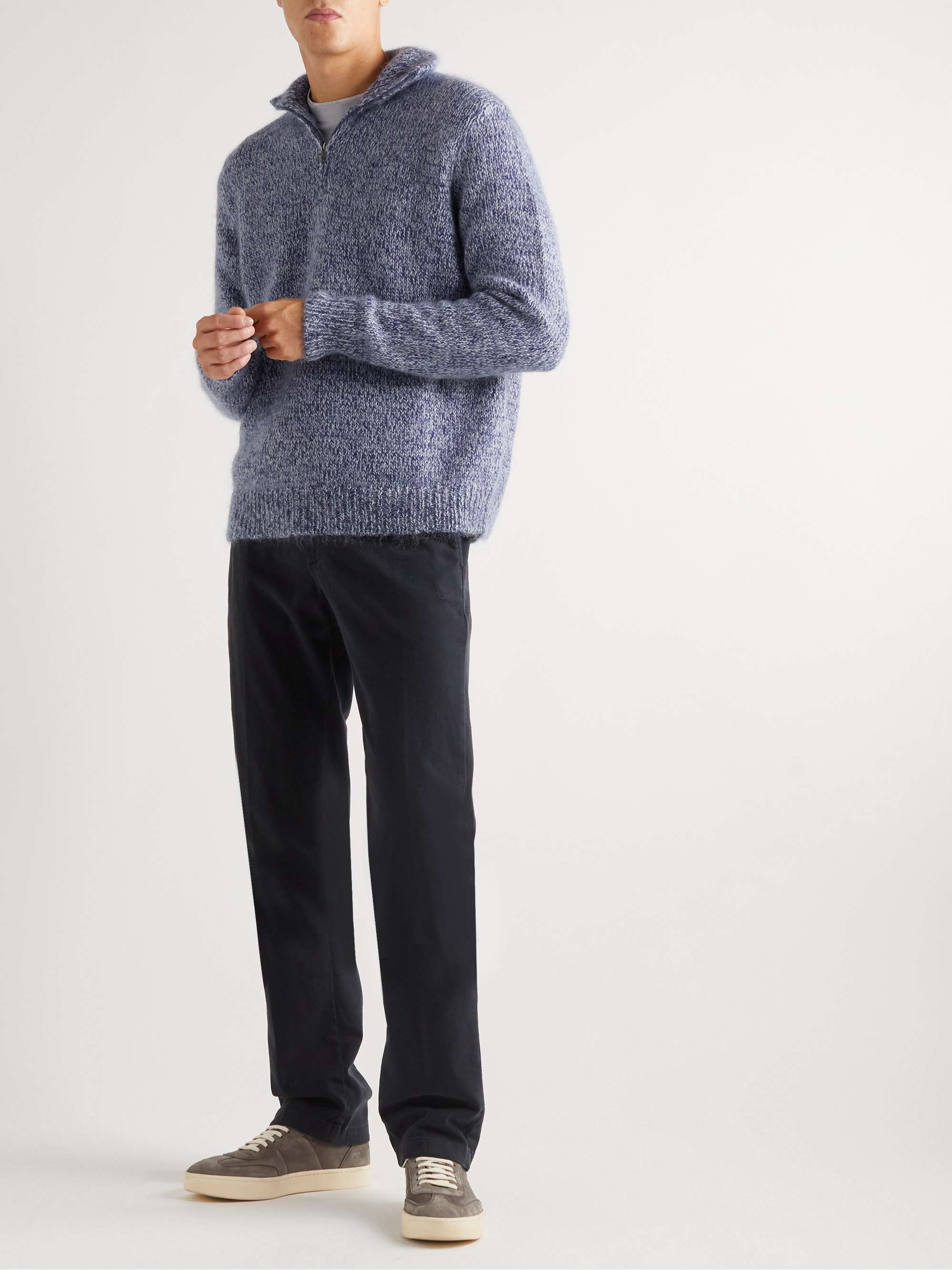 MASSIMO ALBA Wool, Mohair and Silk-Blend Half-Zip Sweater