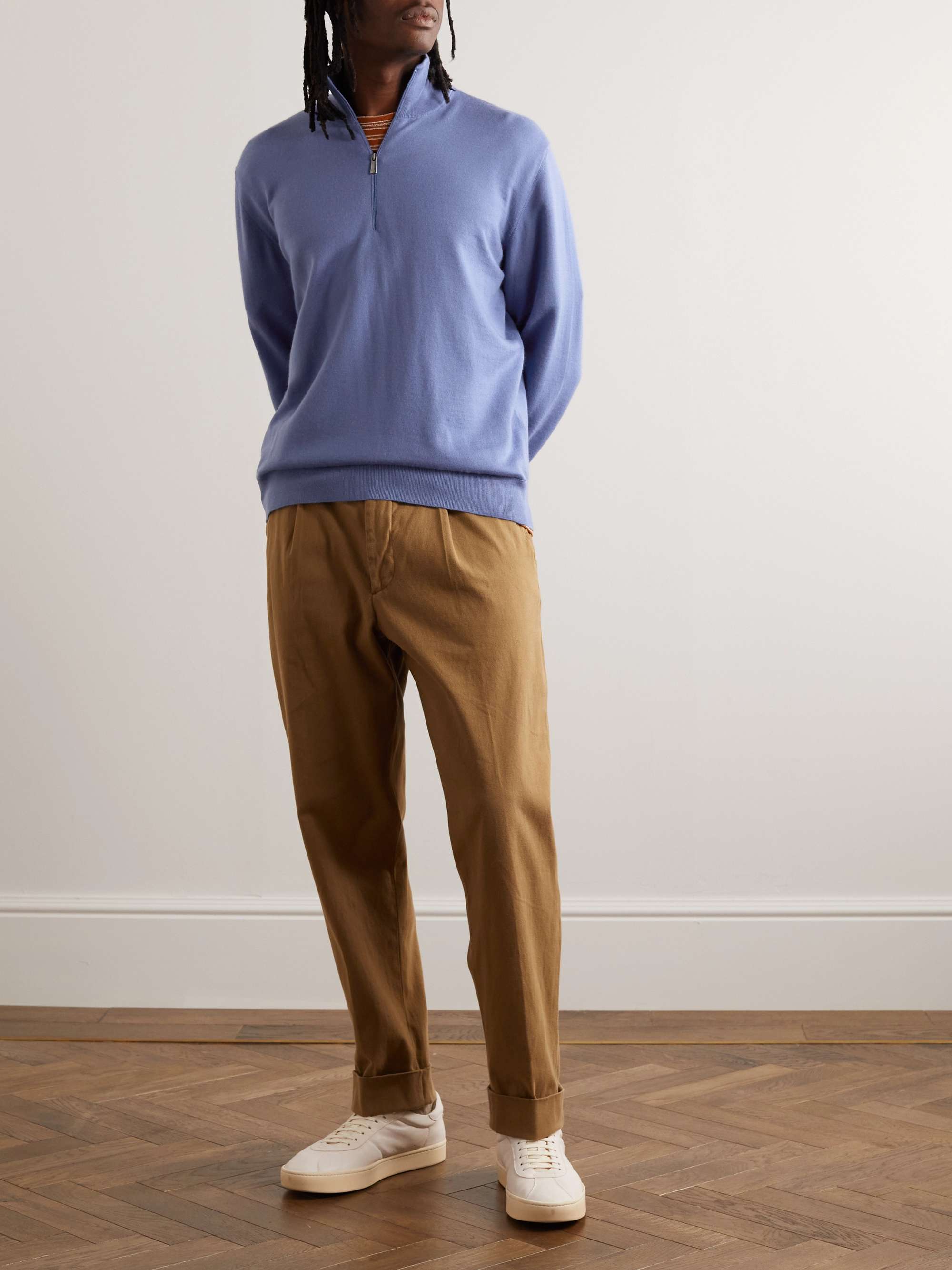 MASSIMO ALBA Danny Cashmere Half-Zip Sweater