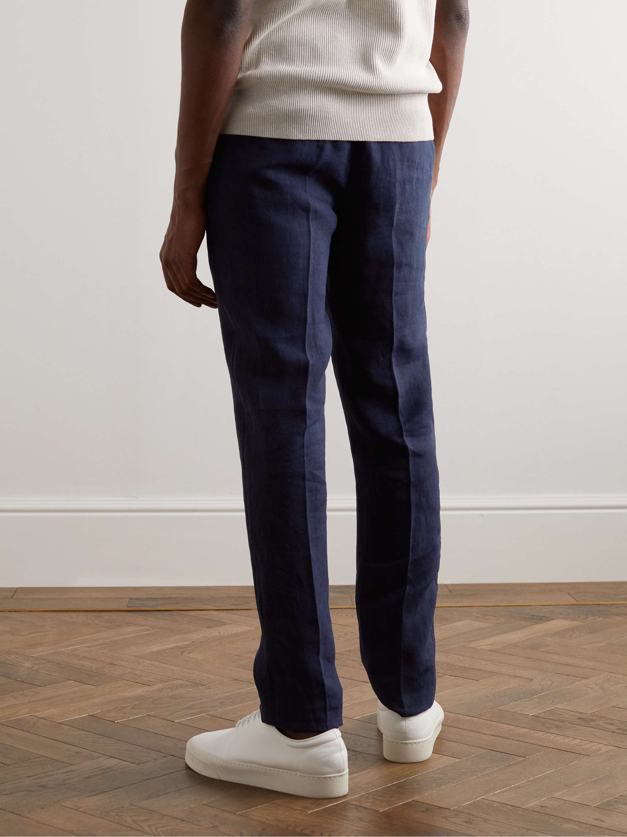 BOGLIOLI Straight-Leg Garment-Dyed Linen Trousers