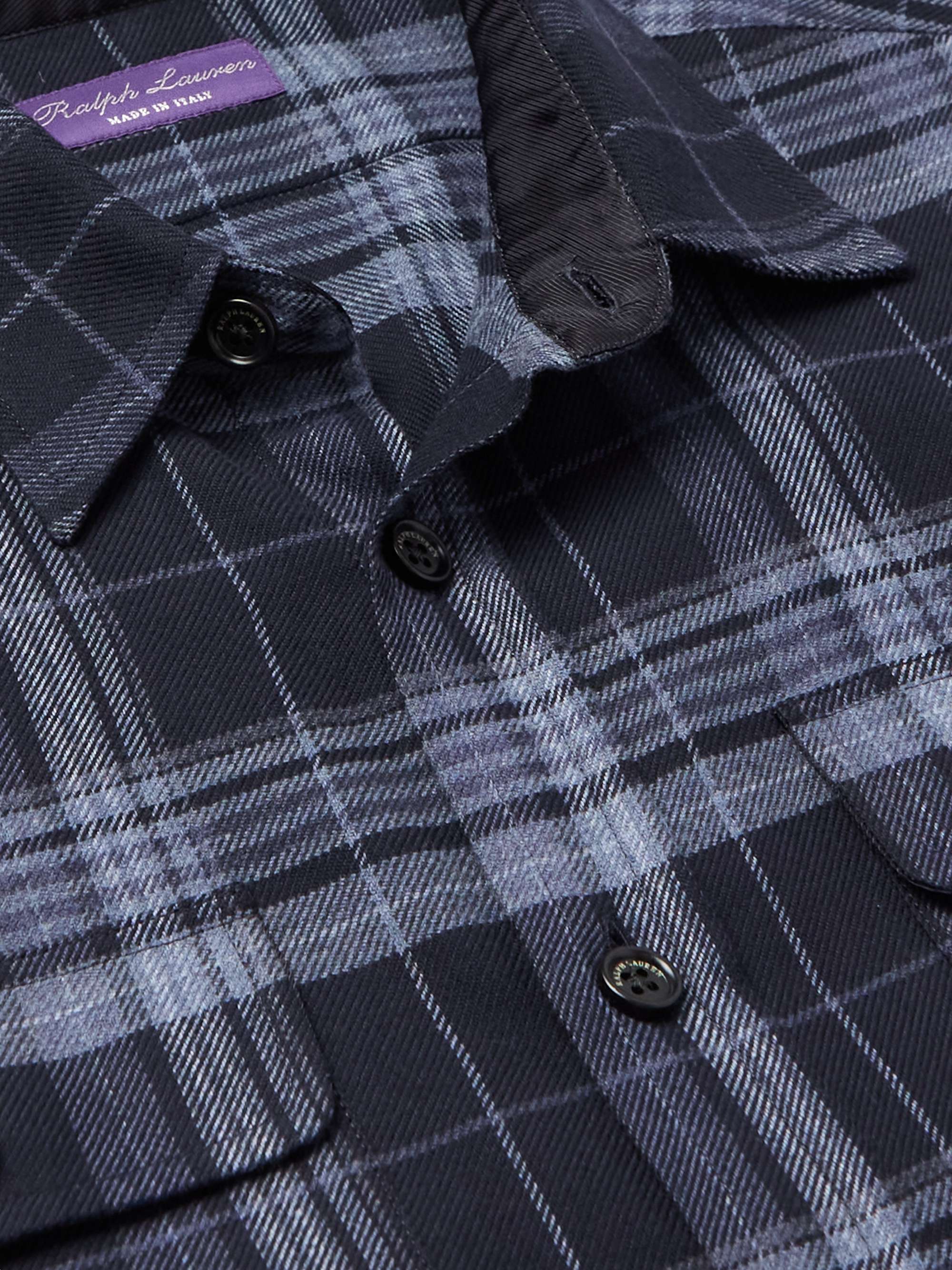 RALPH LAUREN PURPLE LABEL Checked Cotton-Flannel Shirt
