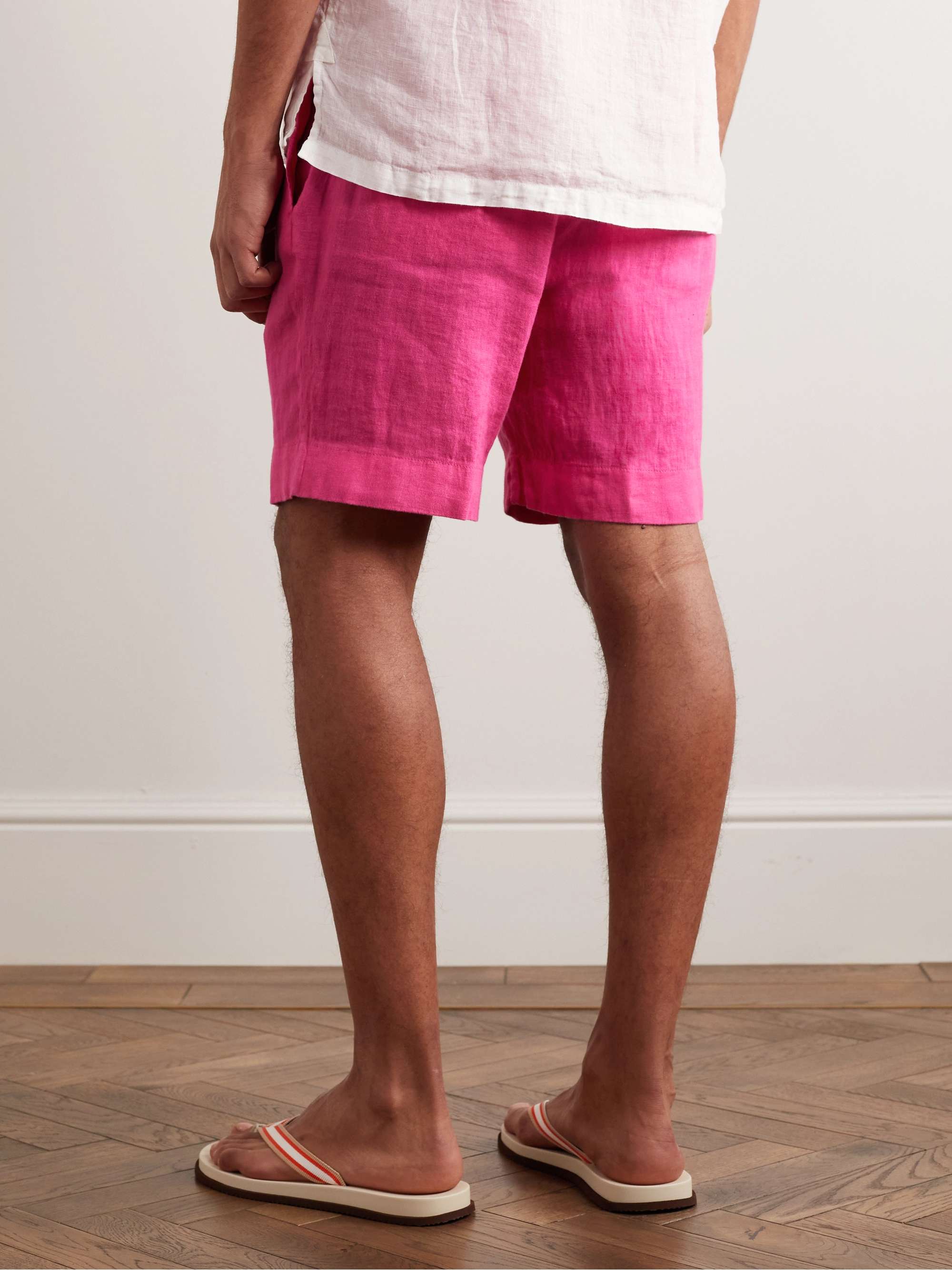 RALPH LAUREN PURPLE LABEL Dorset Straight-Leg Linen Drawstring Shorts