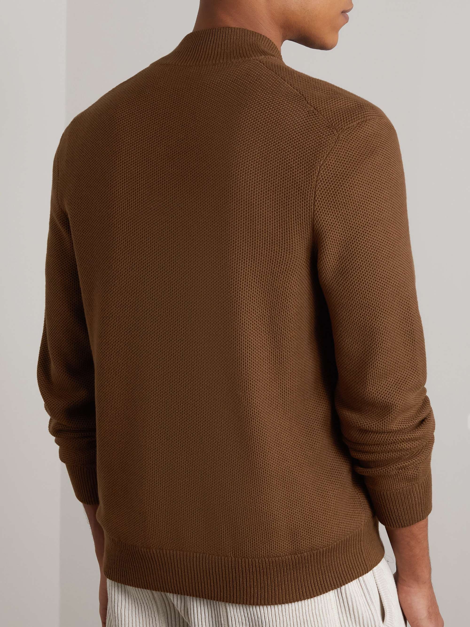 RALPH LAUREN PURPLE LABEL Silk and Cotton-Blend Zip-Up Sweater