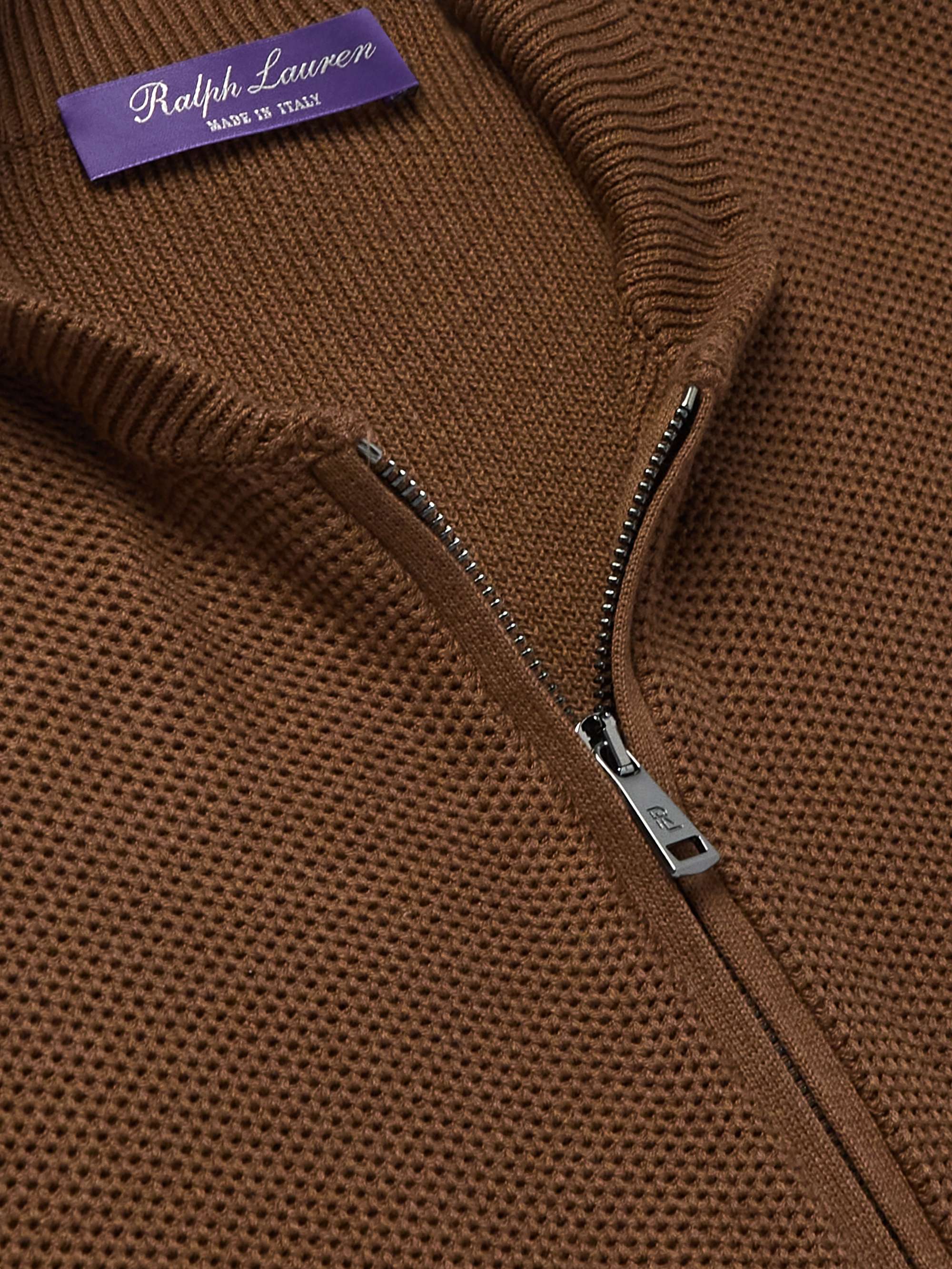 RALPH LAUREN PURPLE LABEL Silk and Cotton-Blend Zip-Up Sweater