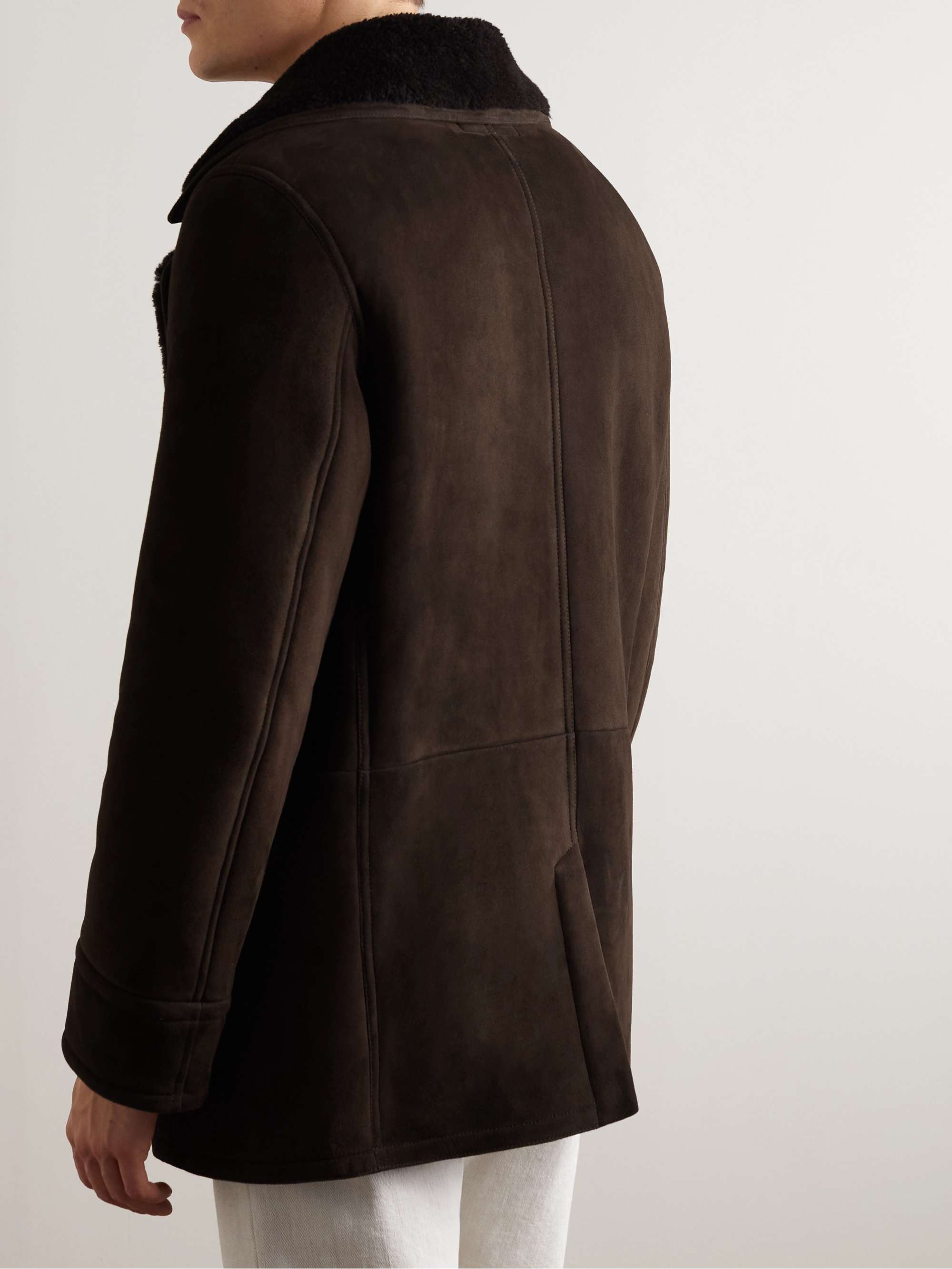 RALPH LAUREN PURPLE LABEL Double-Breasted Shearling Coat