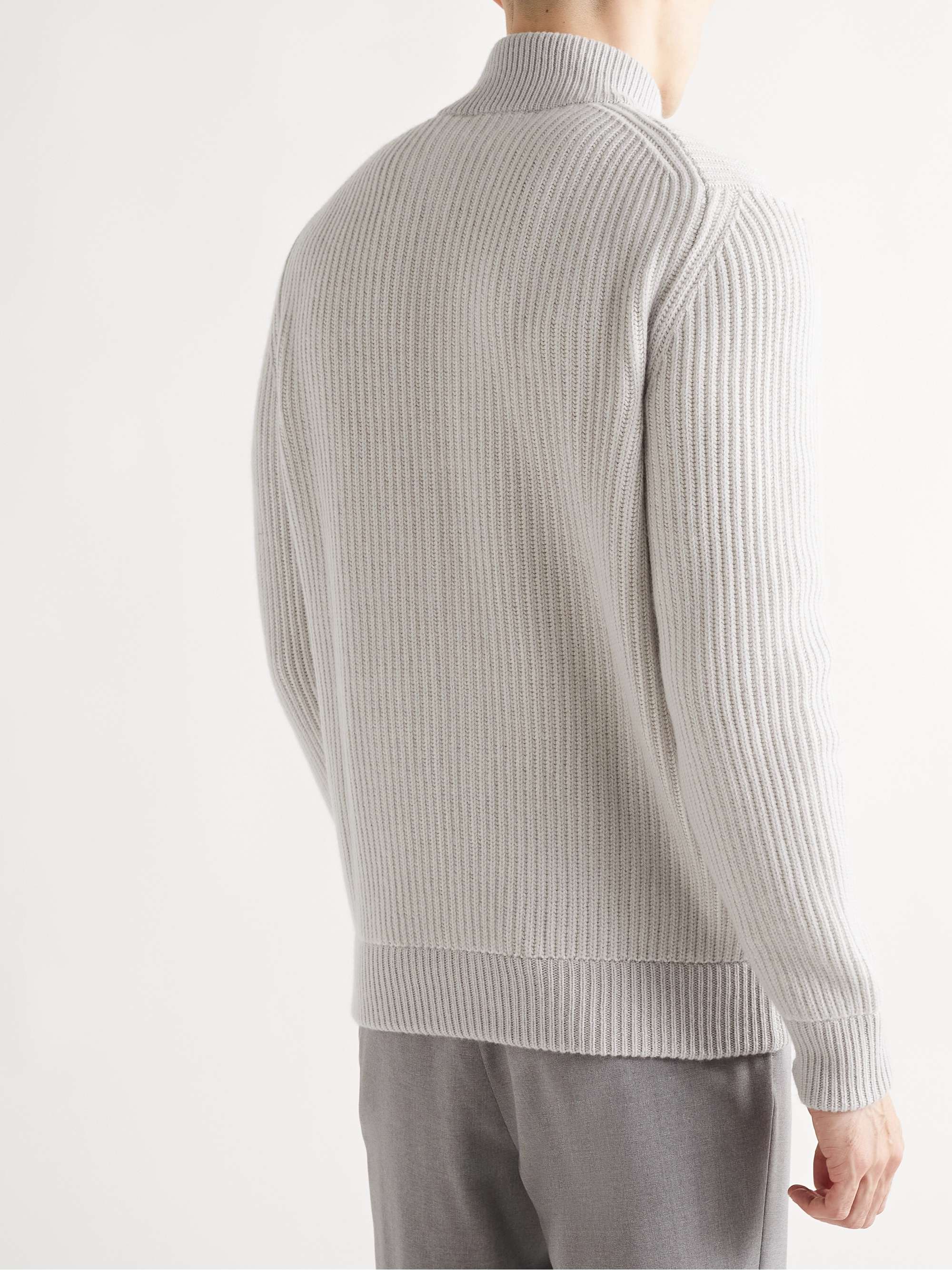 BOGLIOLI Ribbed Cashmere Zip-Up Cardigan