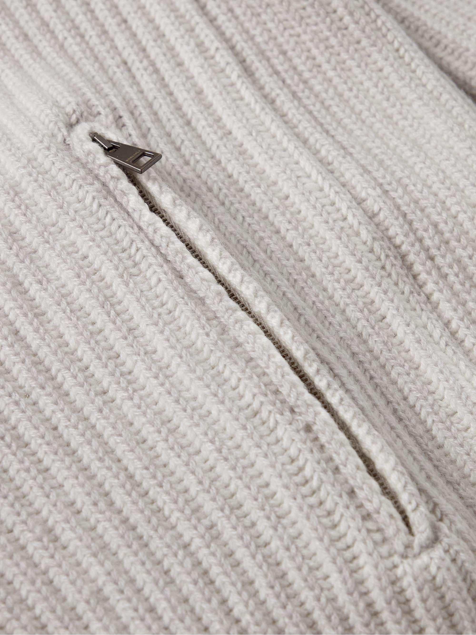 BOGLIOLI Ribbed Cashmere Zip-Up Cardigan