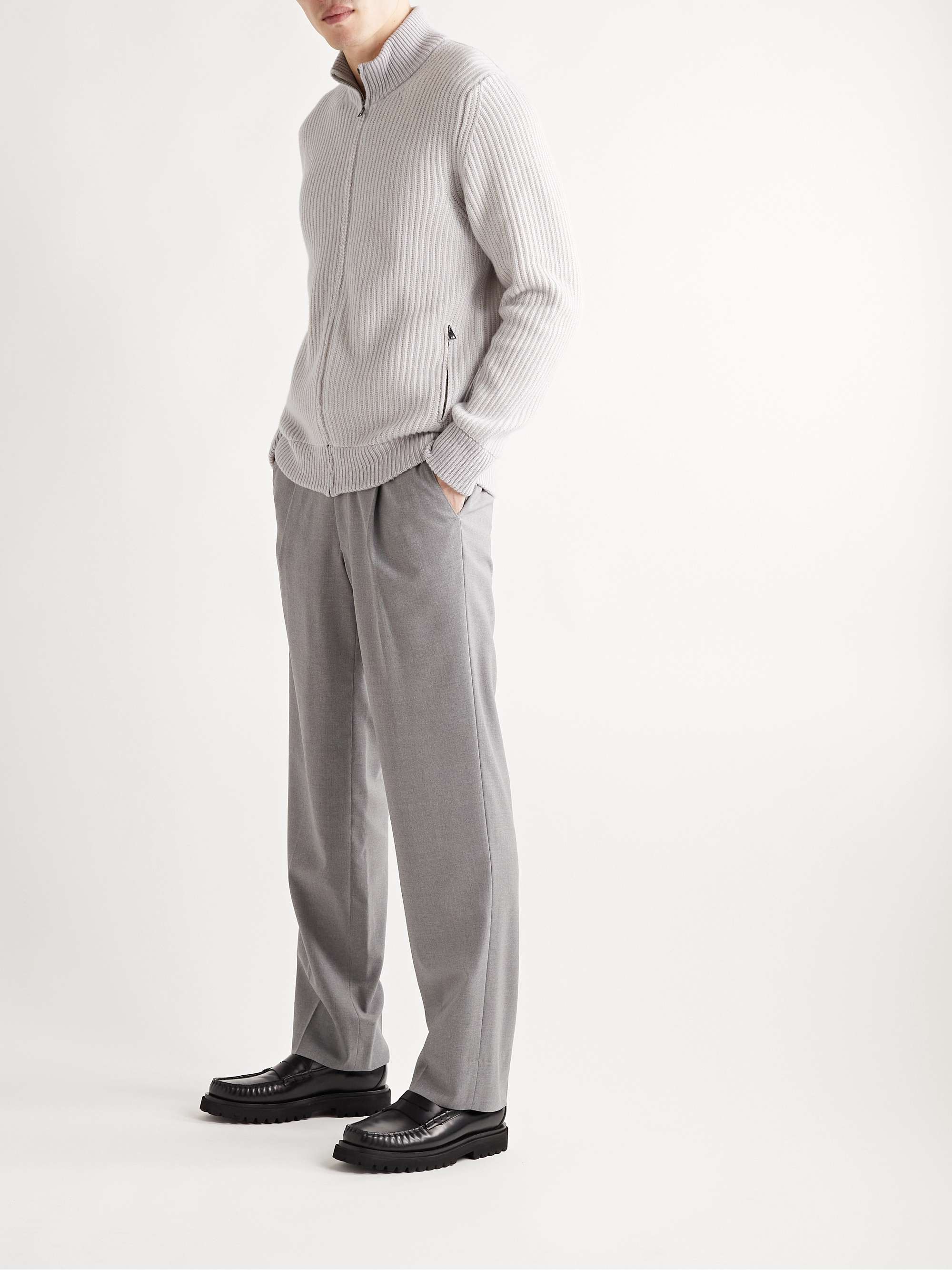 BOGLIOLI Ribbed Cashmere Zip-Up Cardigan