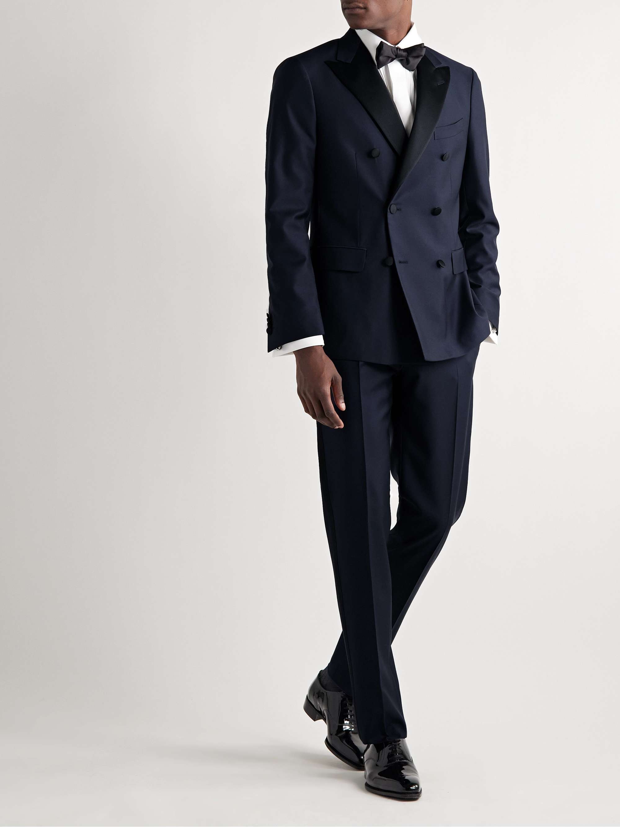BOGLIOLI Double-Breasted Satin-Trimmed Wool-Blend Tuxedo Jacket