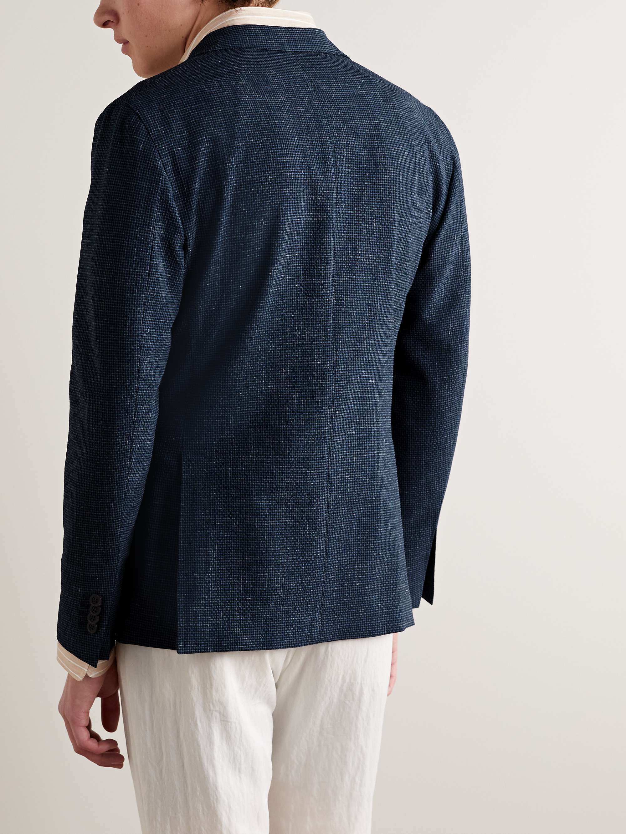 BOGLIOLI Unstructured Checked Wool-Blend Seersucker Suit Jacket