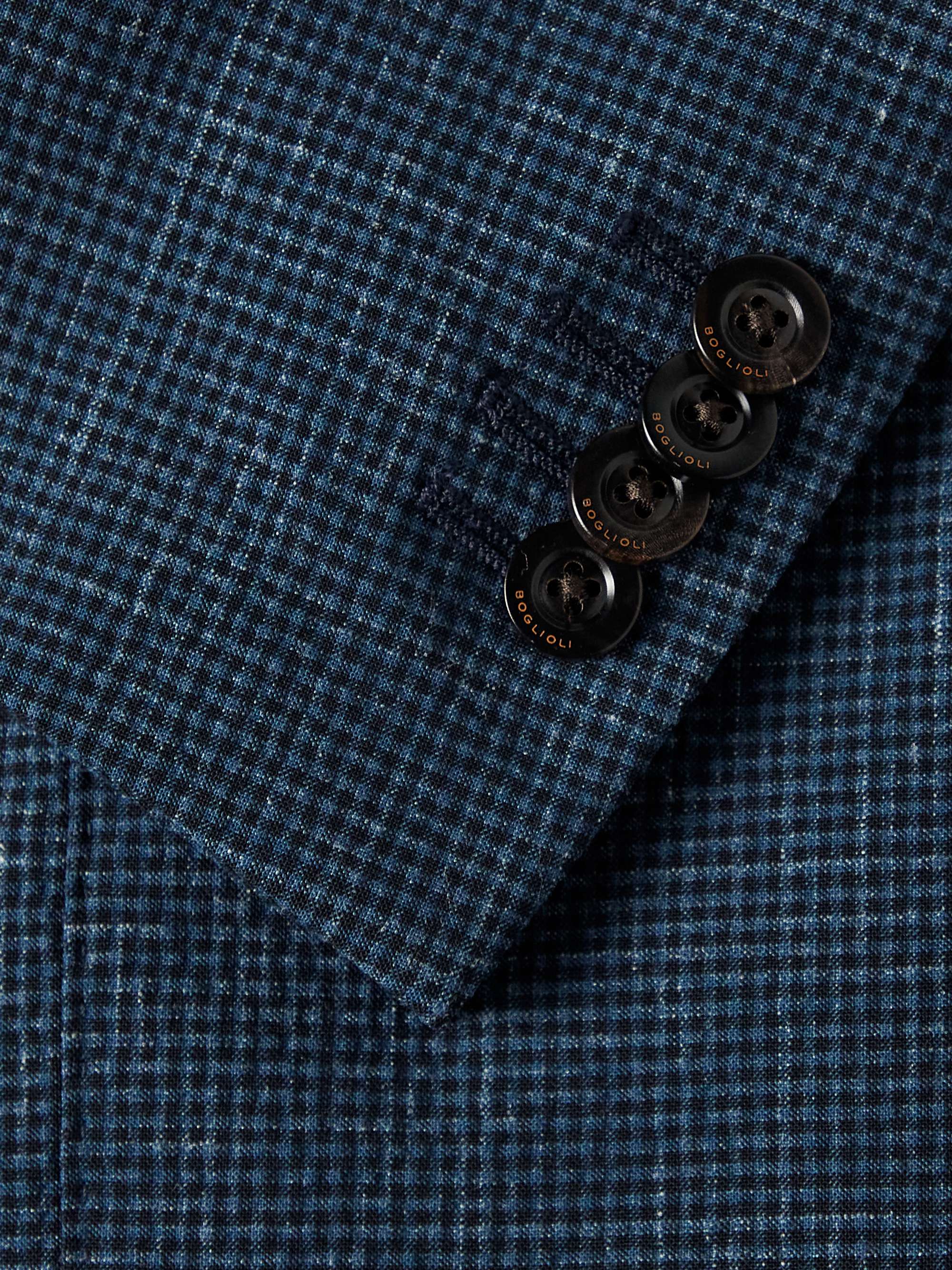 BOGLIOLI Unstructured Checked Wool-Blend Seersucker Suit Jacket