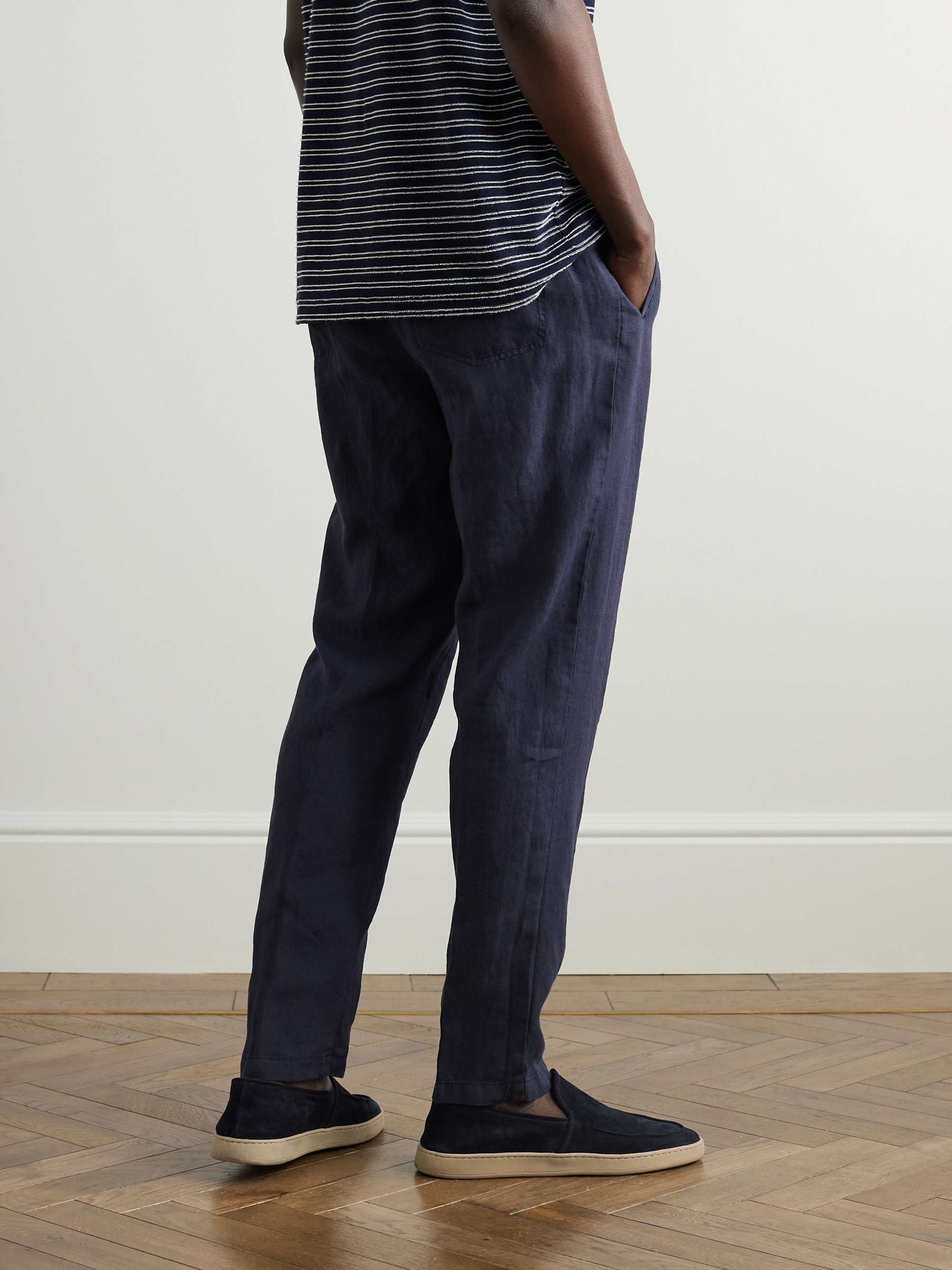 ALTEA Martin Tapered Linen Drawstring Trousers