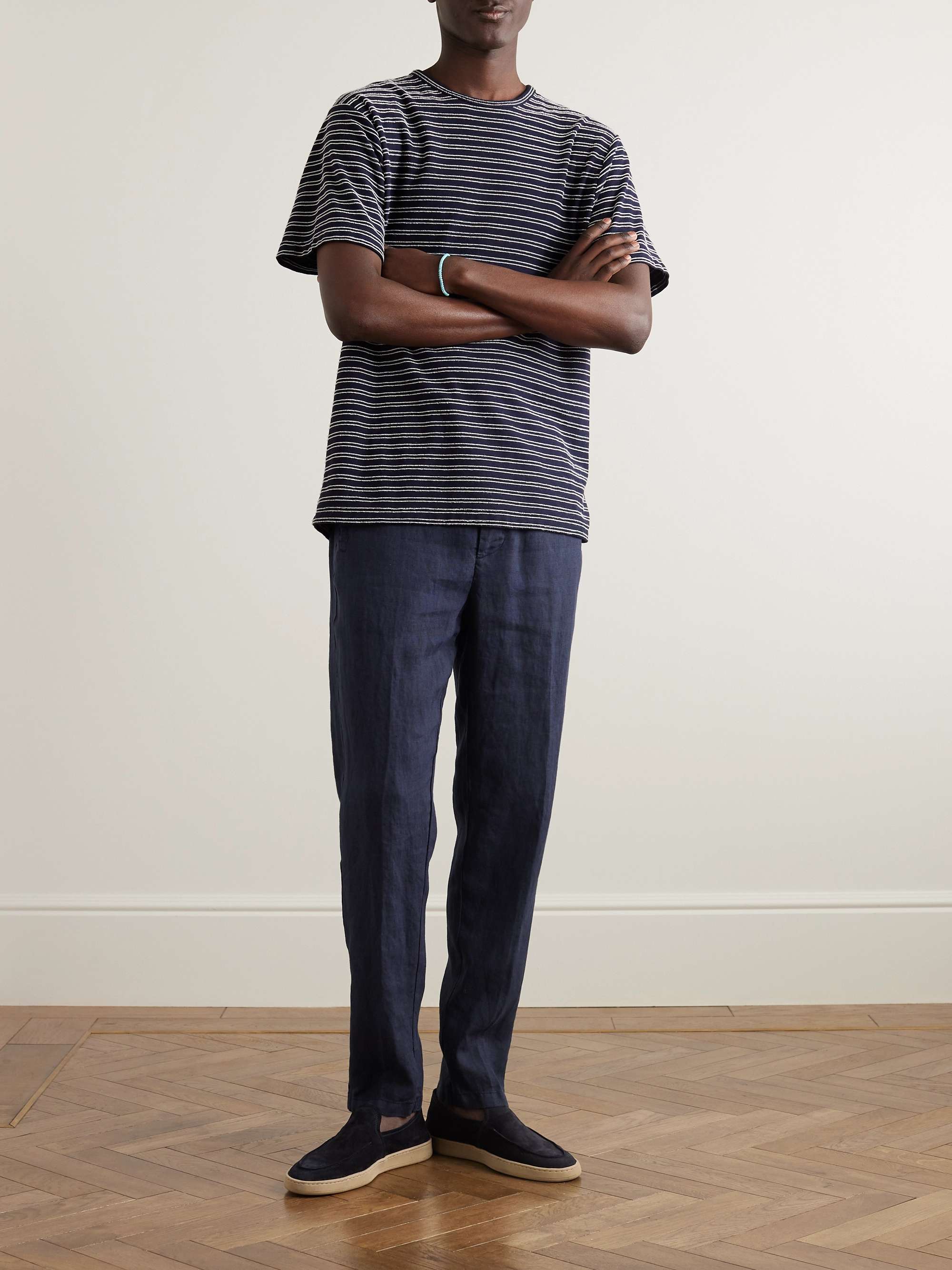 ALTEA Martin Tapered Linen Drawstring Trousers