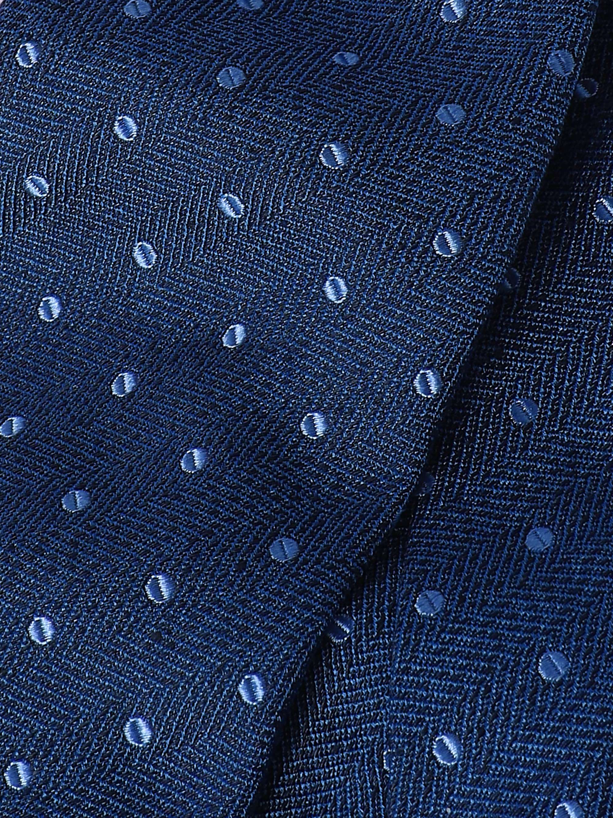 BRIONI 8cm Polka-Dot Herringbone Silk Tie