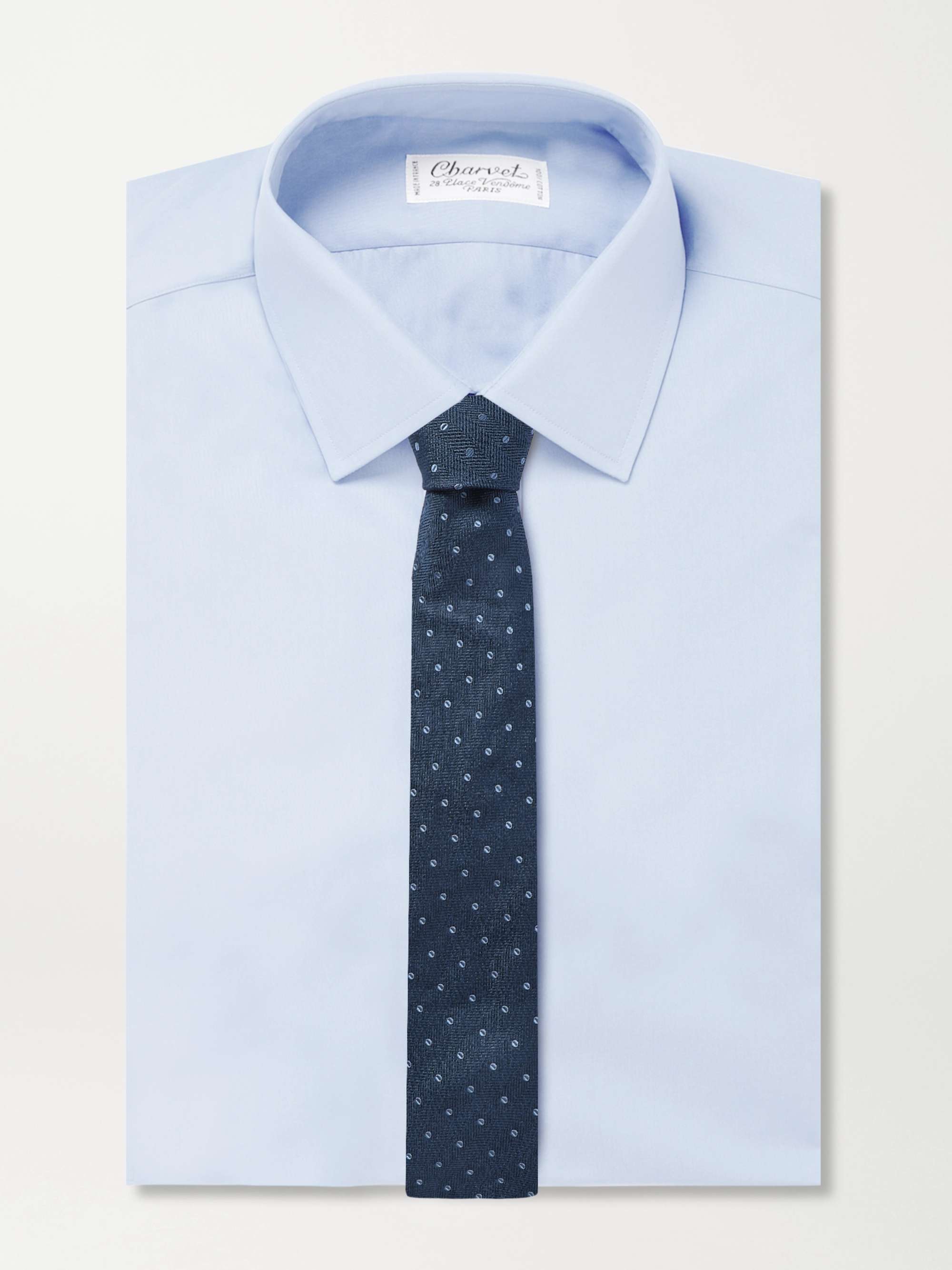BRIONI 8cm Polka-Dot Herringbone Silk Tie
