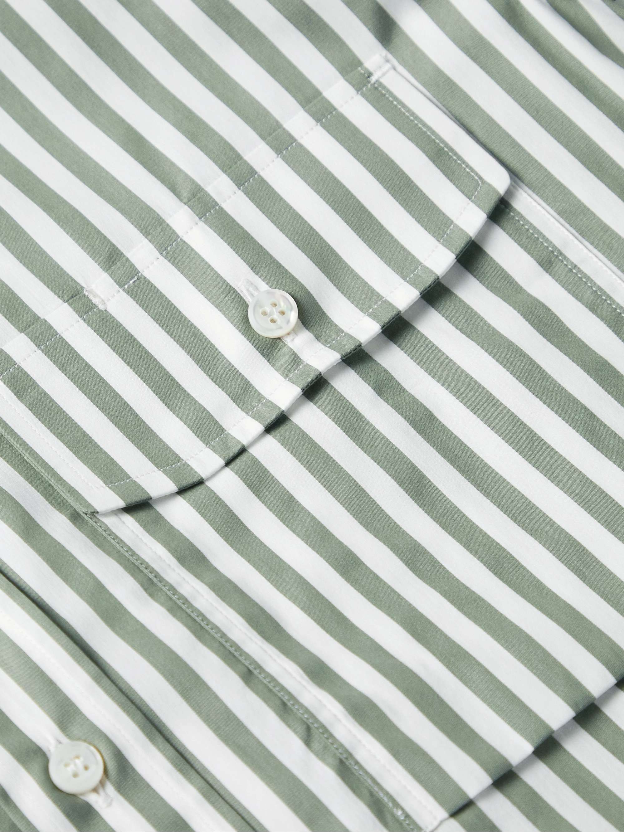 BRIONI Striped Cotton and Silk-Blend Poplin Shirt