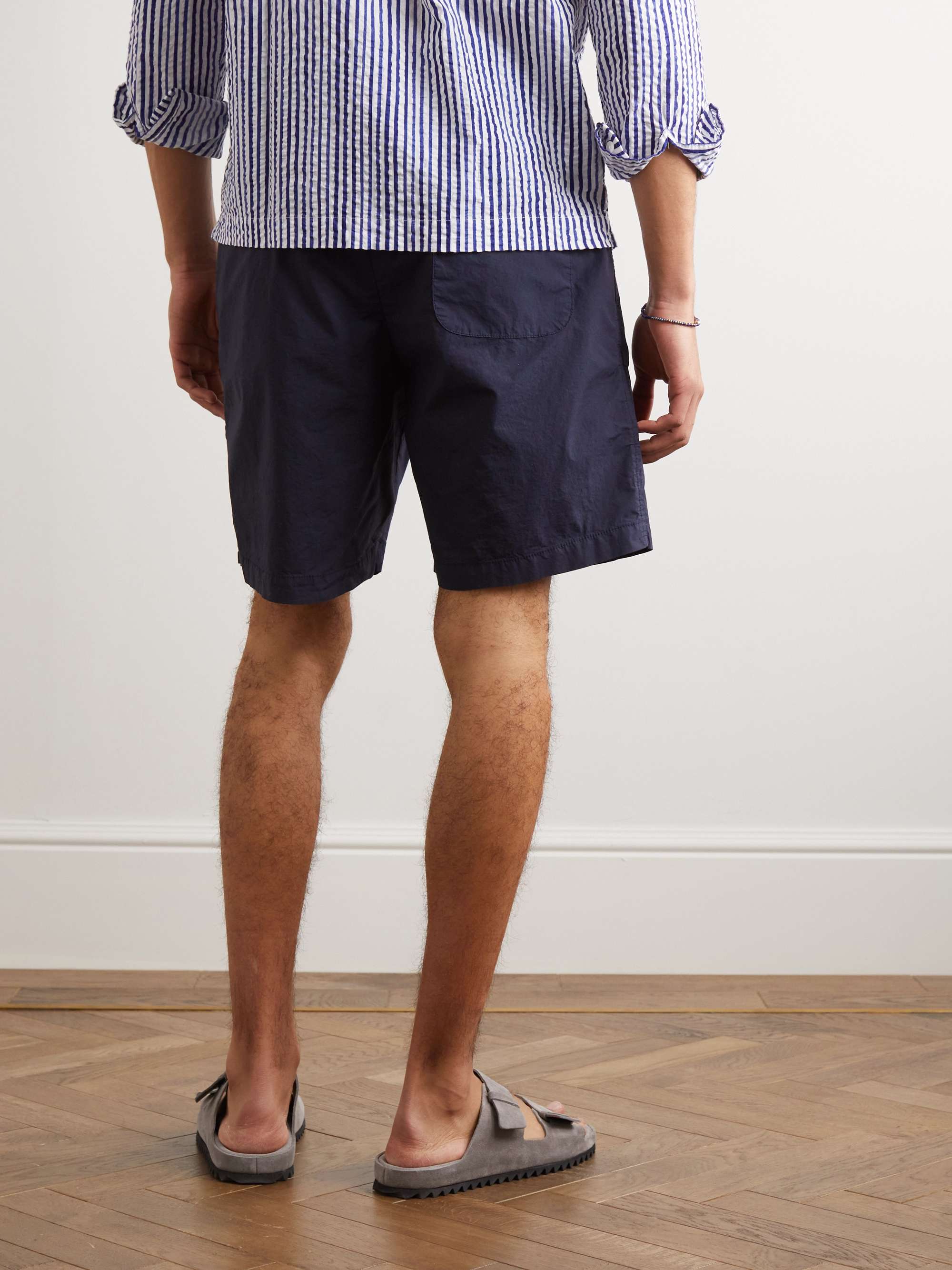 ALTEA Tangeri Straight-Leg Pleated Cotton-Blend Poplin Bermuda Shorts