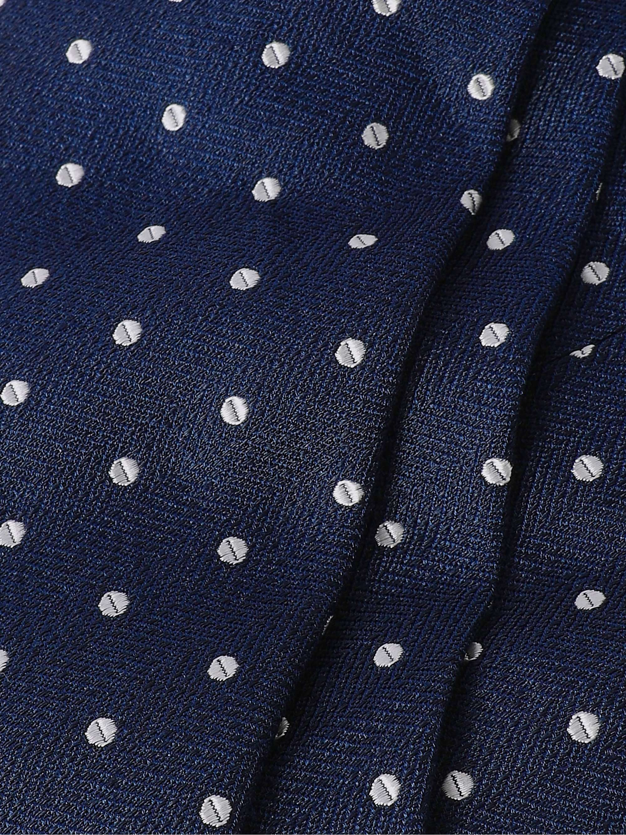BRIONI 8cm Polka-Dot Herringbone Silk Tie
