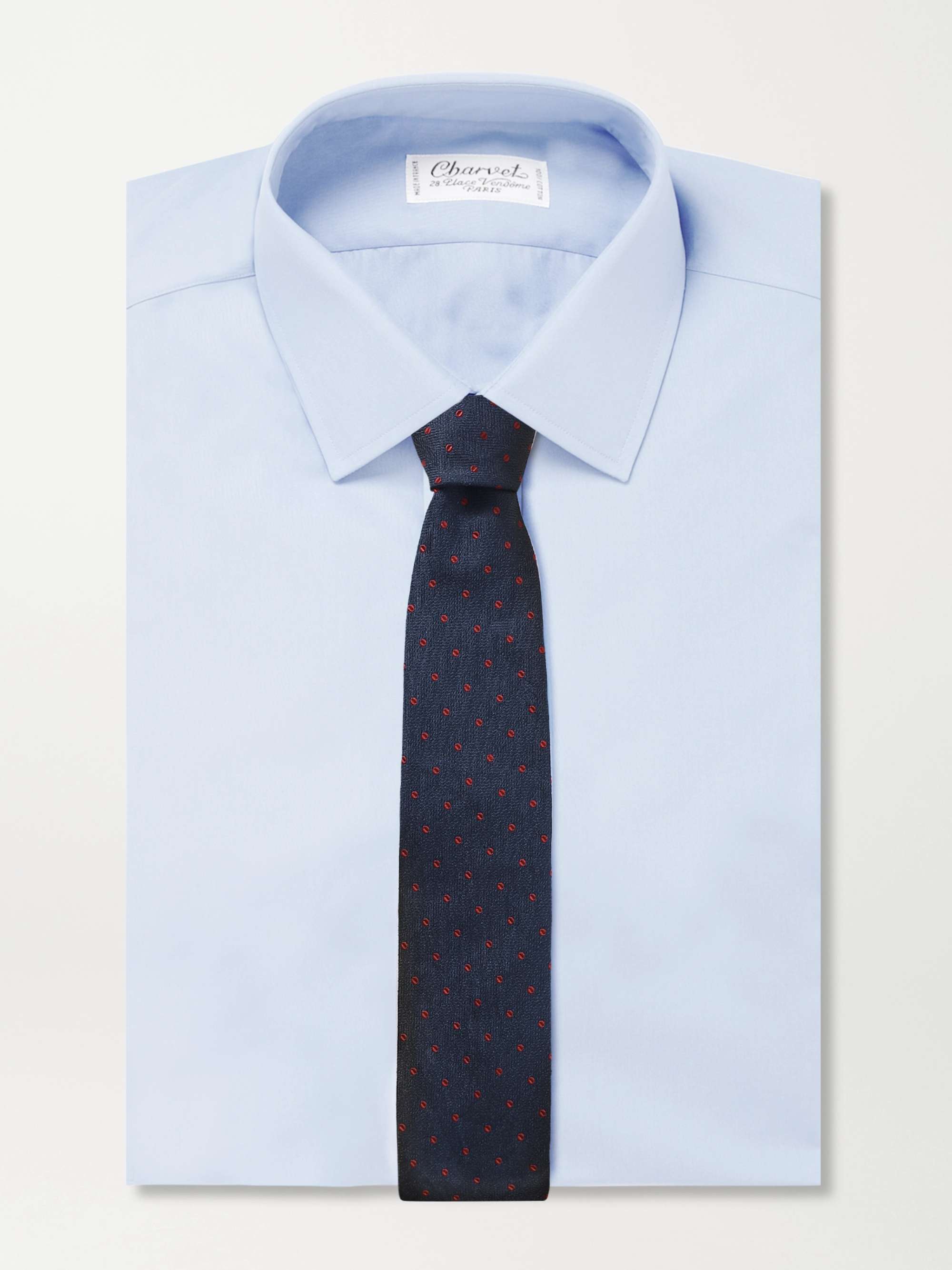 BRIONI 8cm Polka-Dot Herringbone Silk Tie