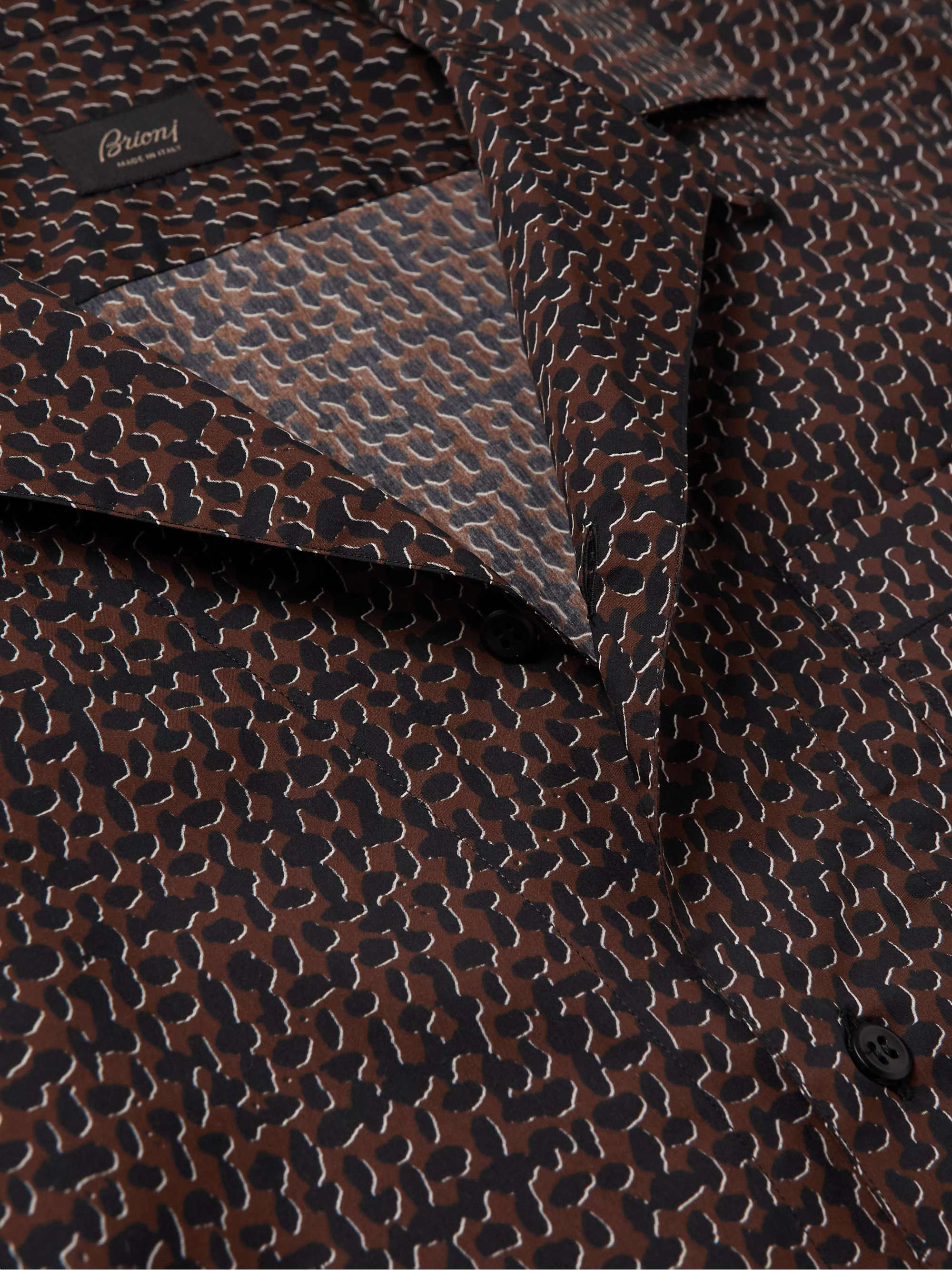 BRIONI Convertible-Collar Printed Cotton and Silk-Blend Shirt