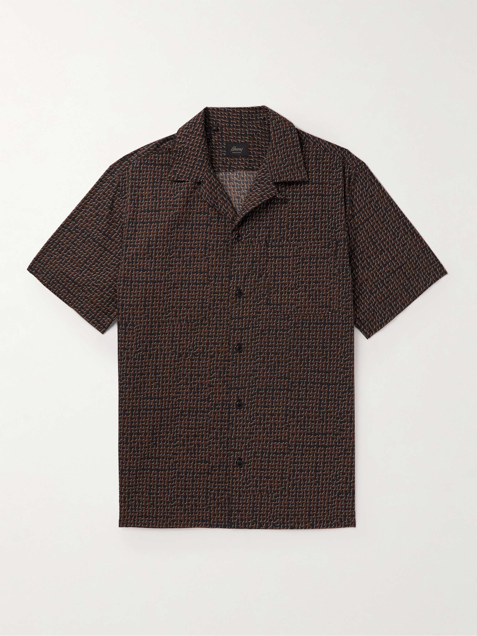 BRIONI Convertible-Collar Printed Cotton and Silk-Blend Shirt
