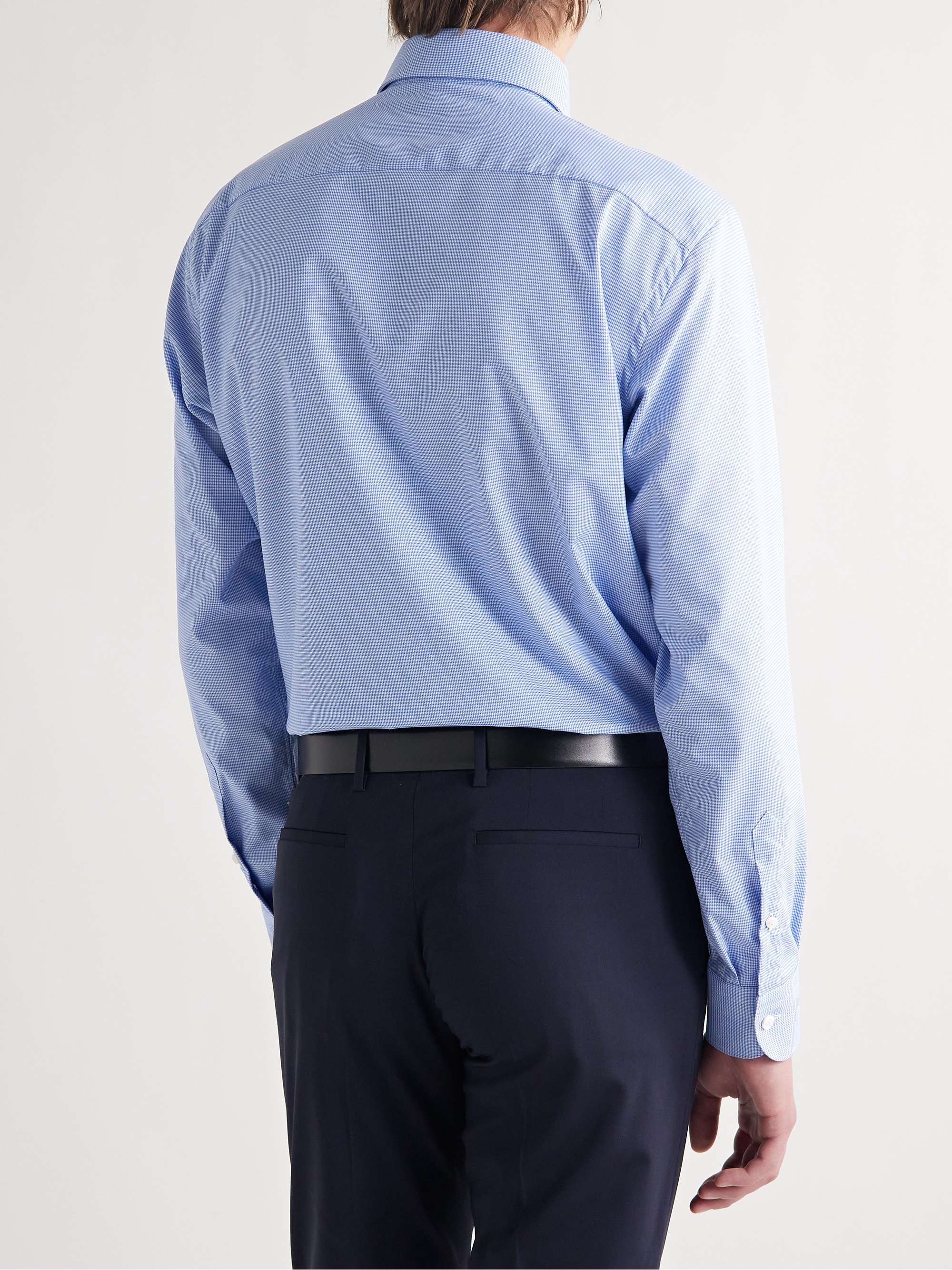 BRIONI Ventiquattro Cutaway-Collar Puppytooth Cotton Shirt