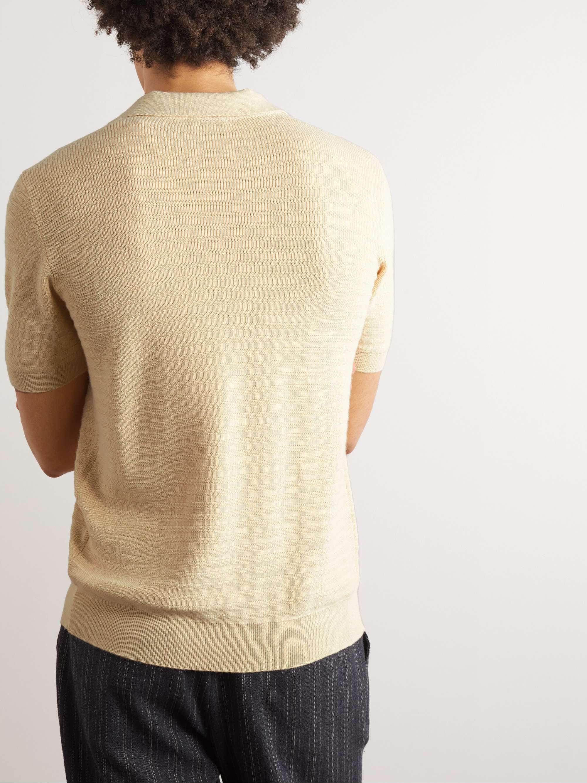 ALTEA Waffle-Knit Cotton Polo Shirt