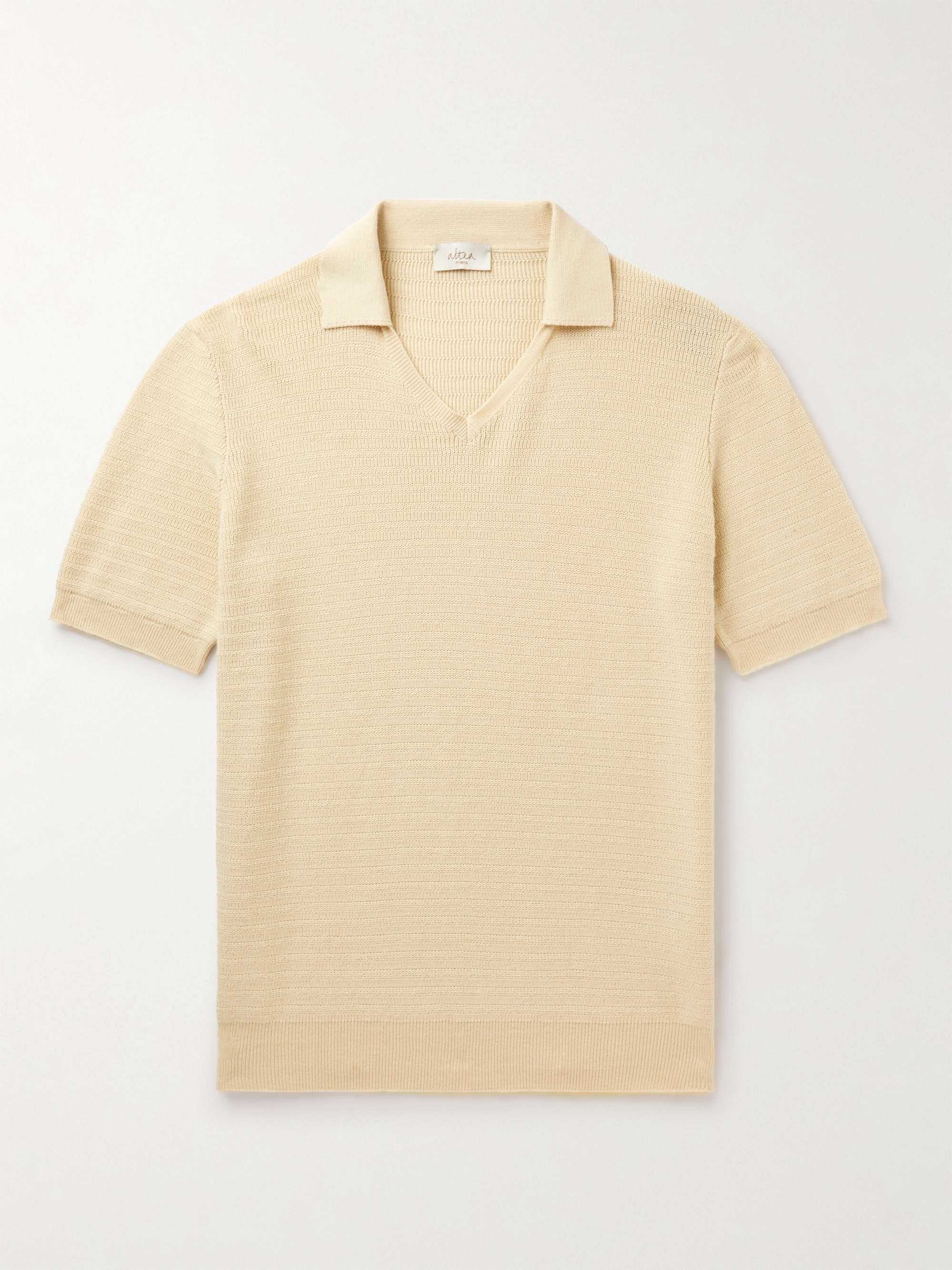 ALTEA Waffle-Knit Cotton Polo Shirt