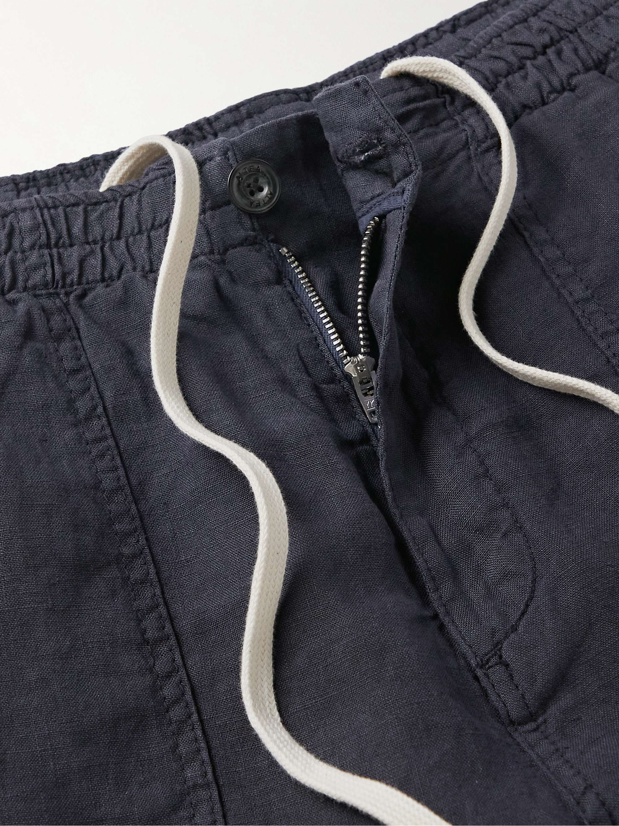 ALTEA Fatigue Straight-Leg Linen Bermuda Shorts