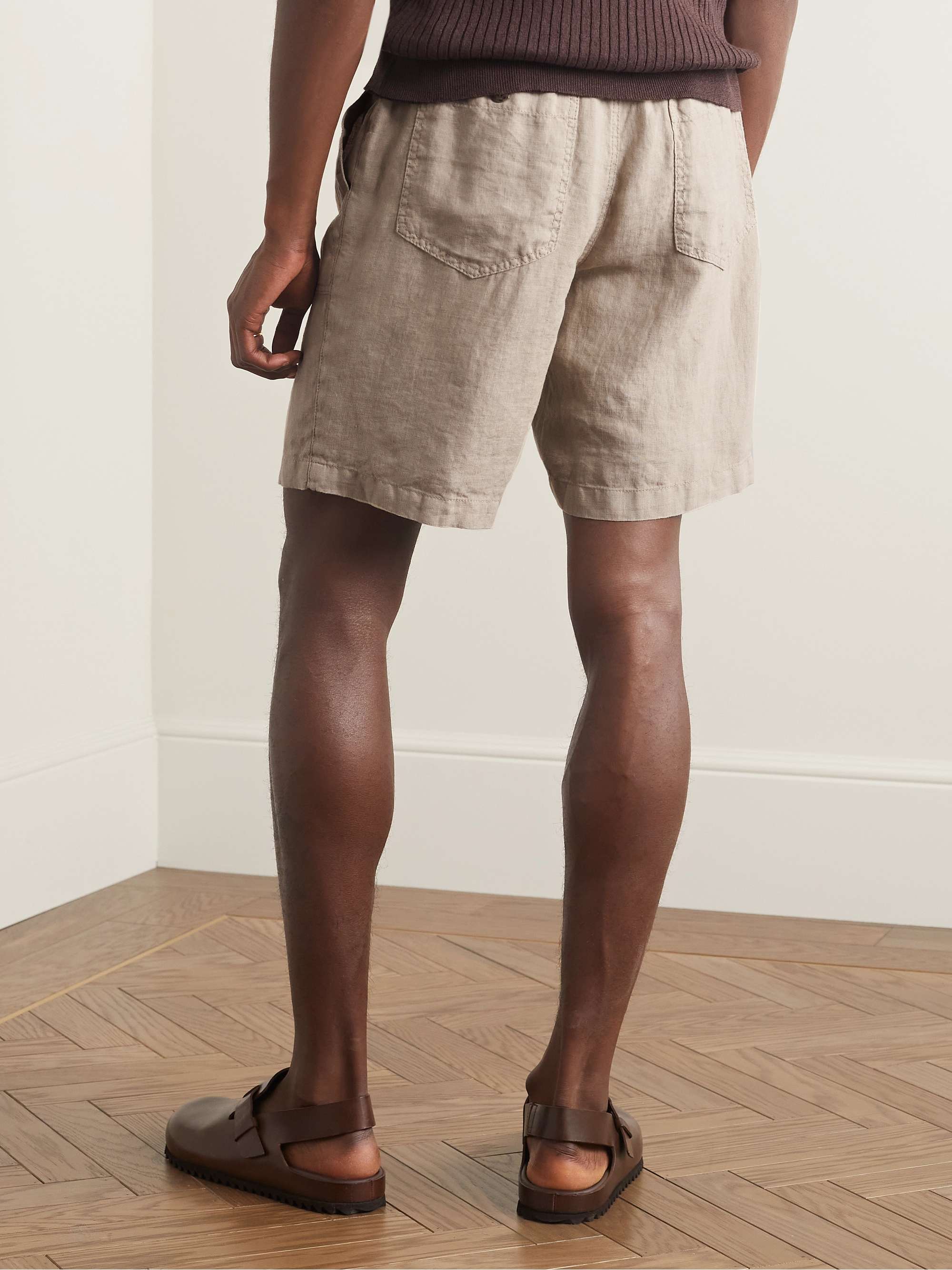 ALTEA Fatigue Straight-Leg Linen Bermuda Shorts