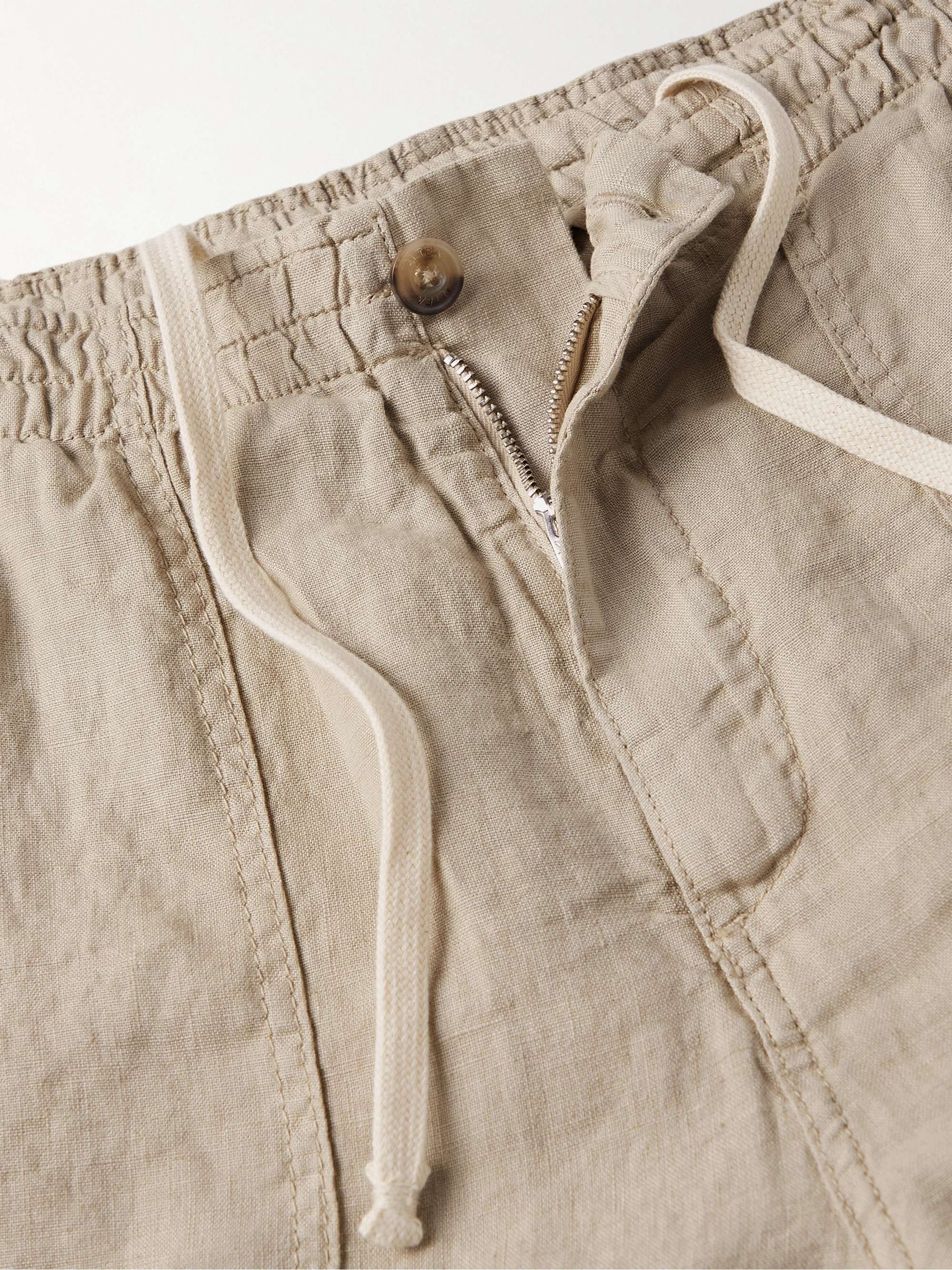 ALTEA Fatigue Straight-Leg Linen Bermuda Shorts