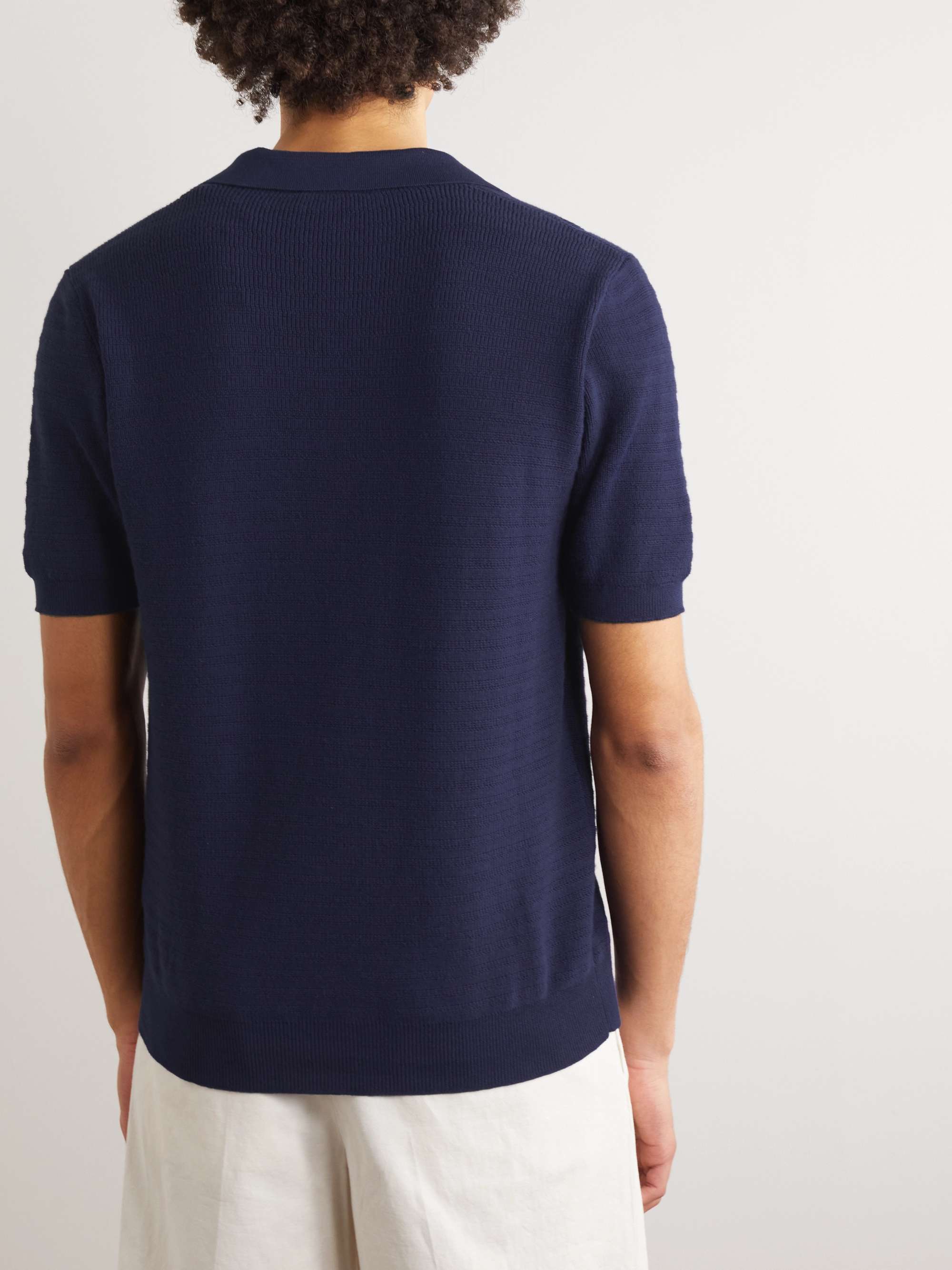 ALTEA Waffle-Knit Cotton Polo Shirt