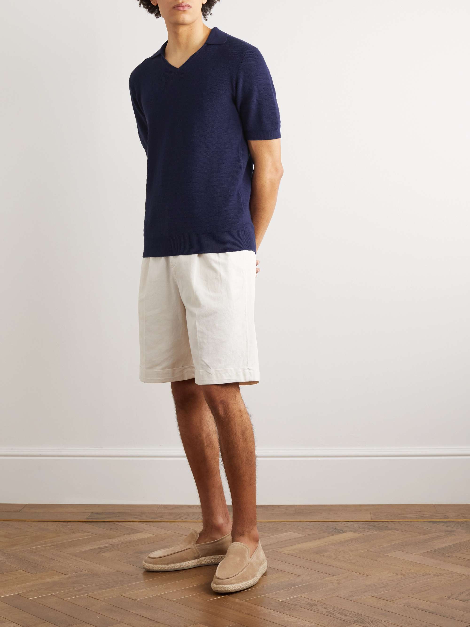 ALTEA Waffle-Knit Cotton Polo Shirt