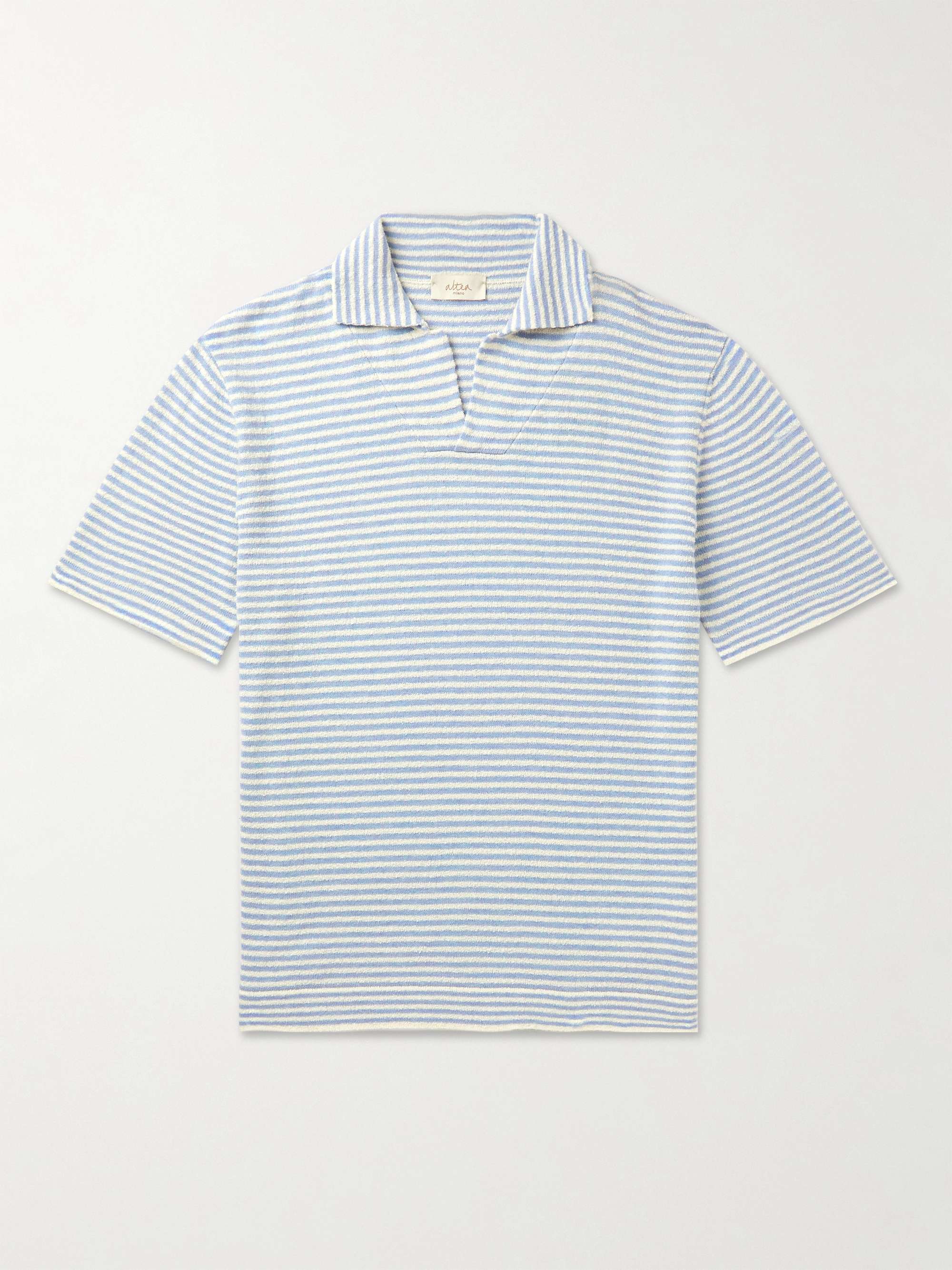 ALTEA Slim-Fit Striped Cotton-Blend Terry Polo Shirt
