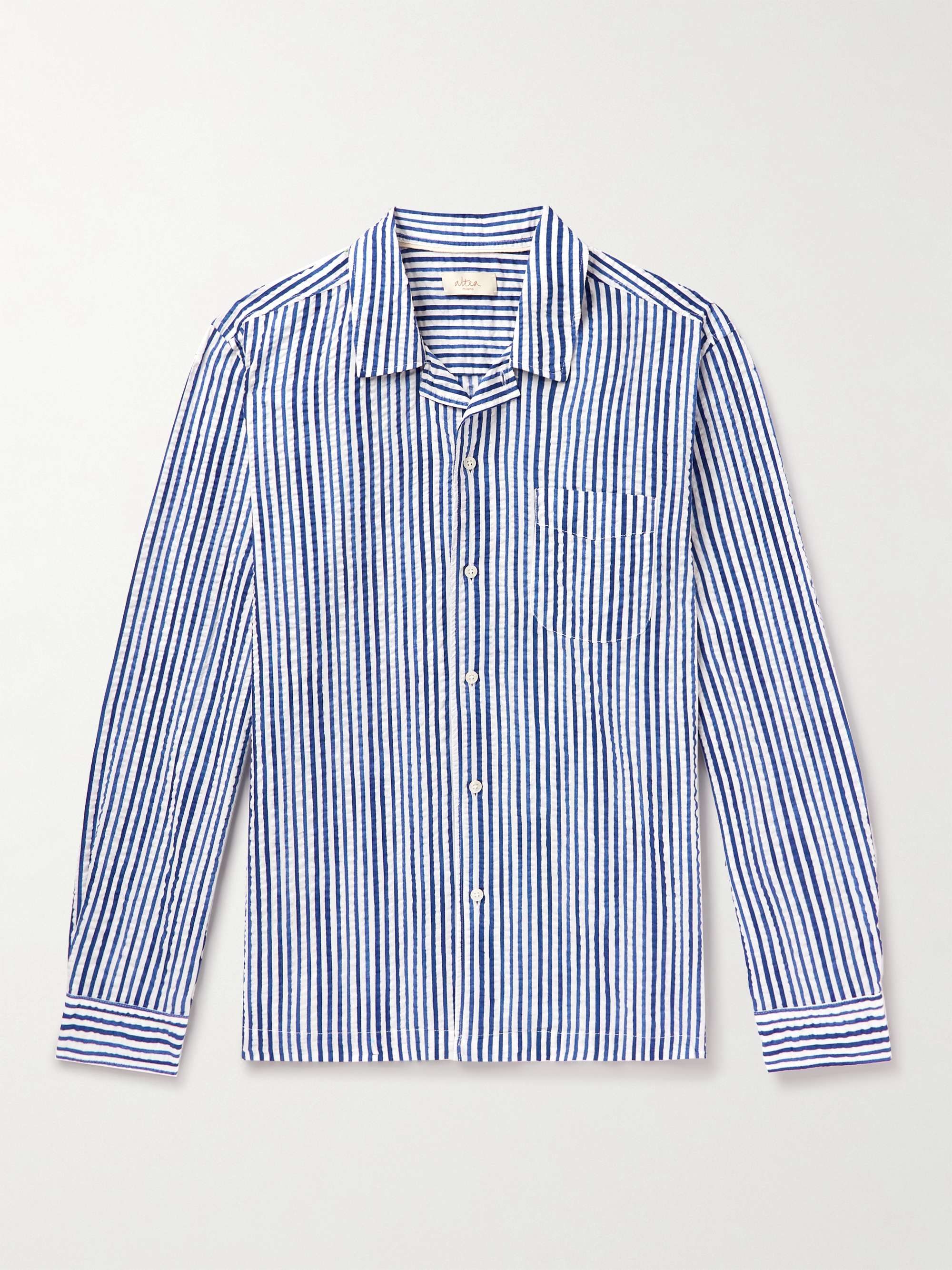 ALTEA Harris Striped Cotton-Seersucker Shirt