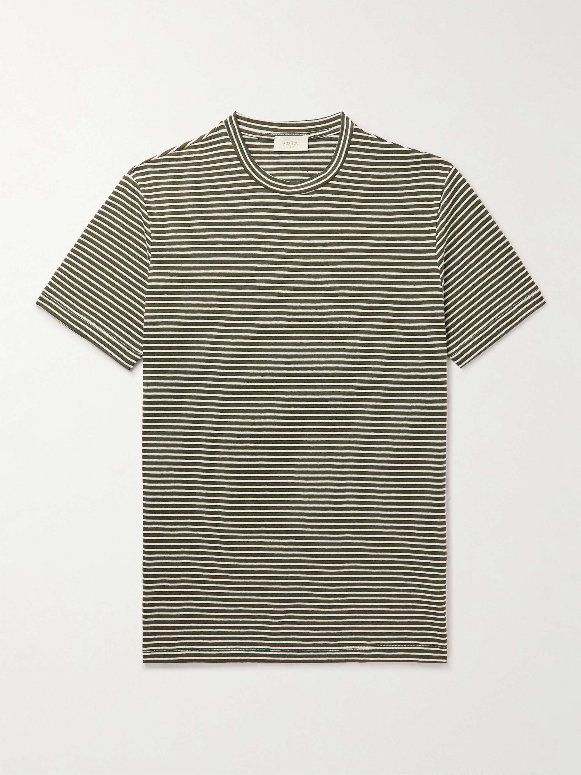 ALTEA Striped Linen and Cotton-Blend T-Shirt