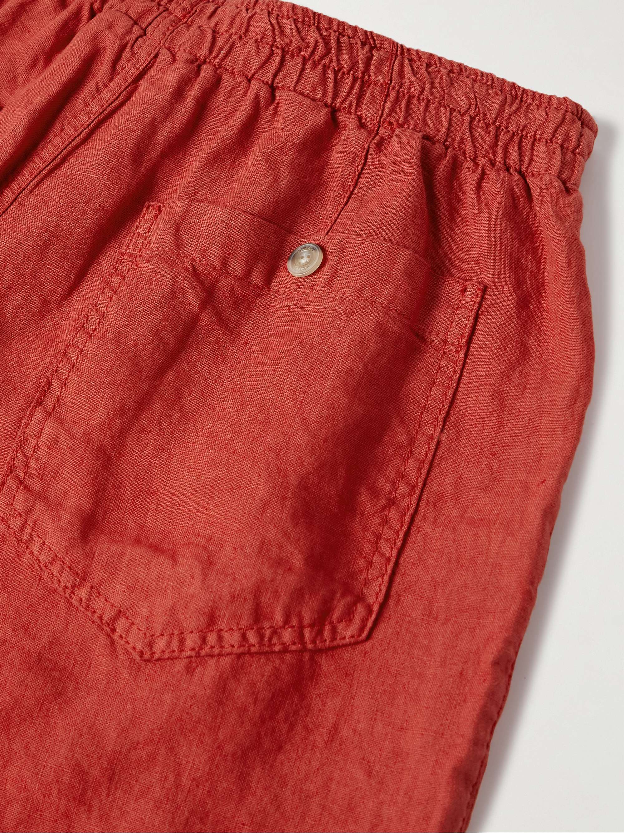 ALTEA Fatigue Straight-Leg Linen Bermuda Shorts