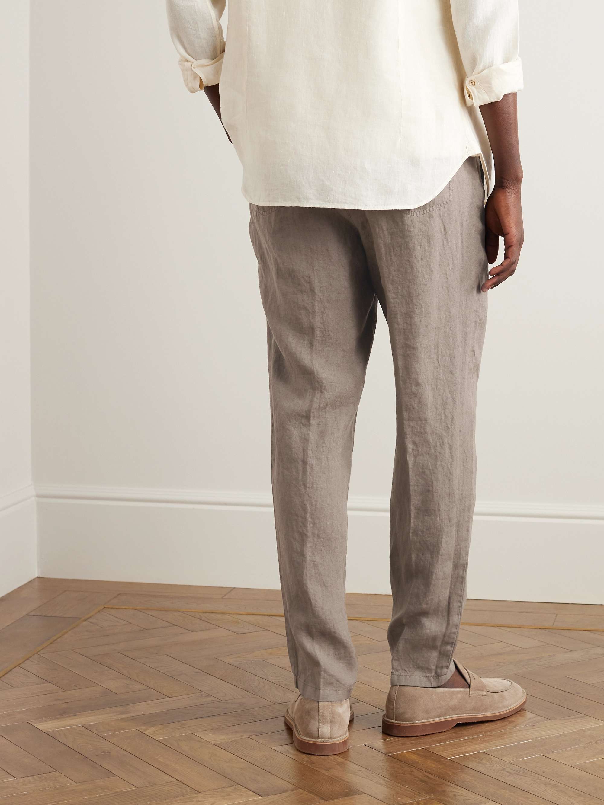 ALTEA Martin Tapered Linen Drawstring Trousers