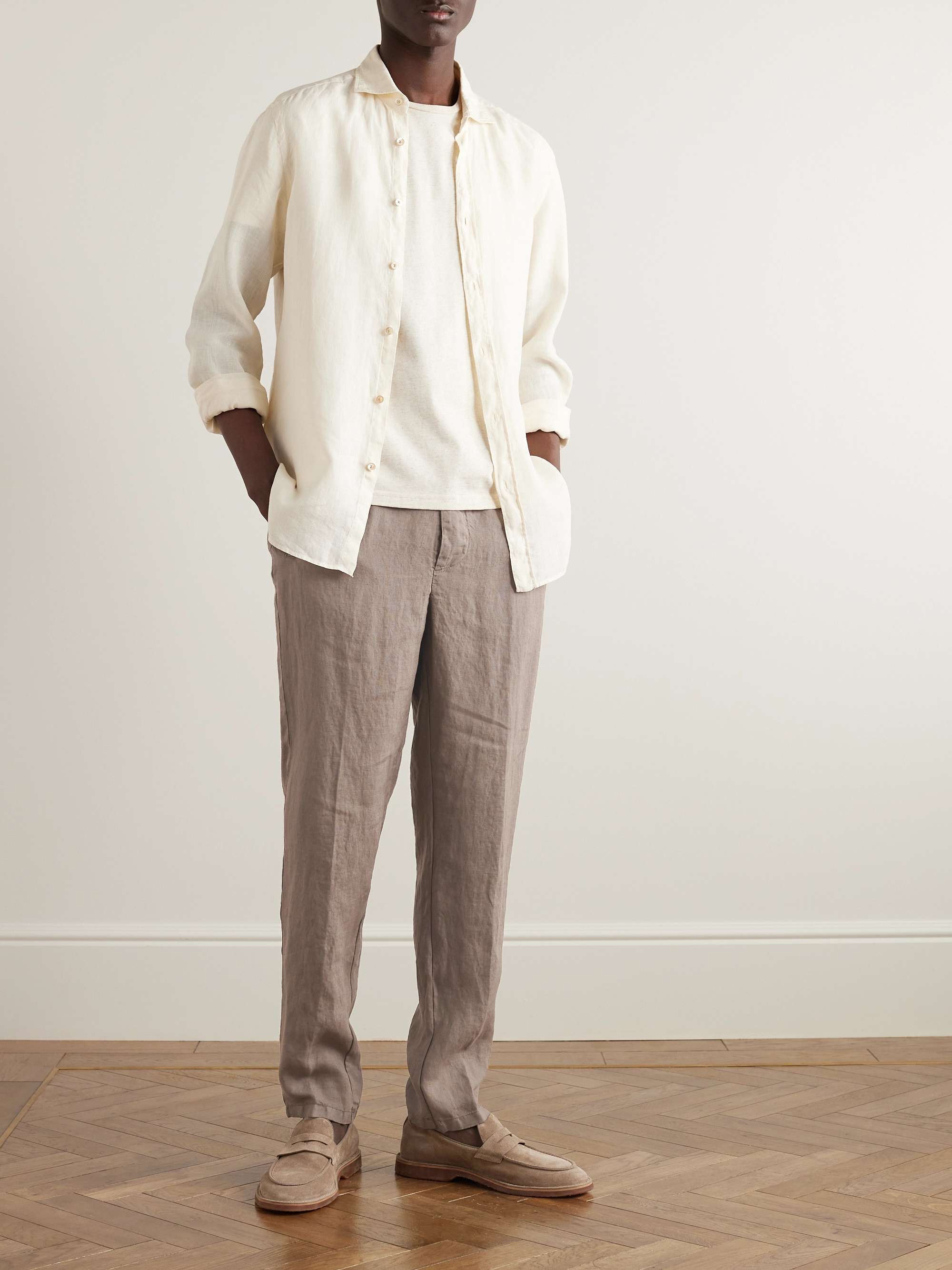 ALTEA Martin Tapered Linen Drawstring Trousers