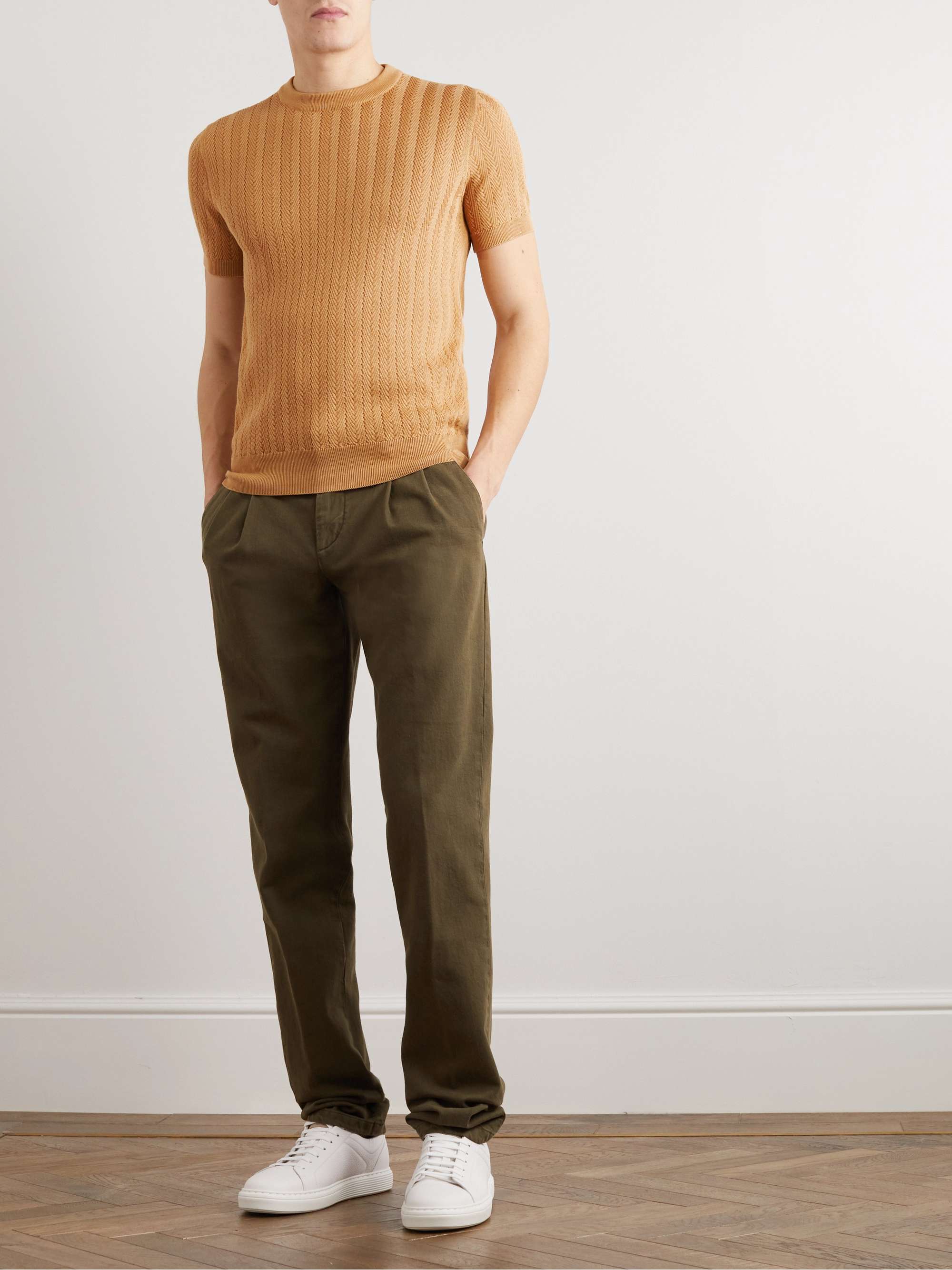 BRIONI Herringbone Cotton T-Shirt