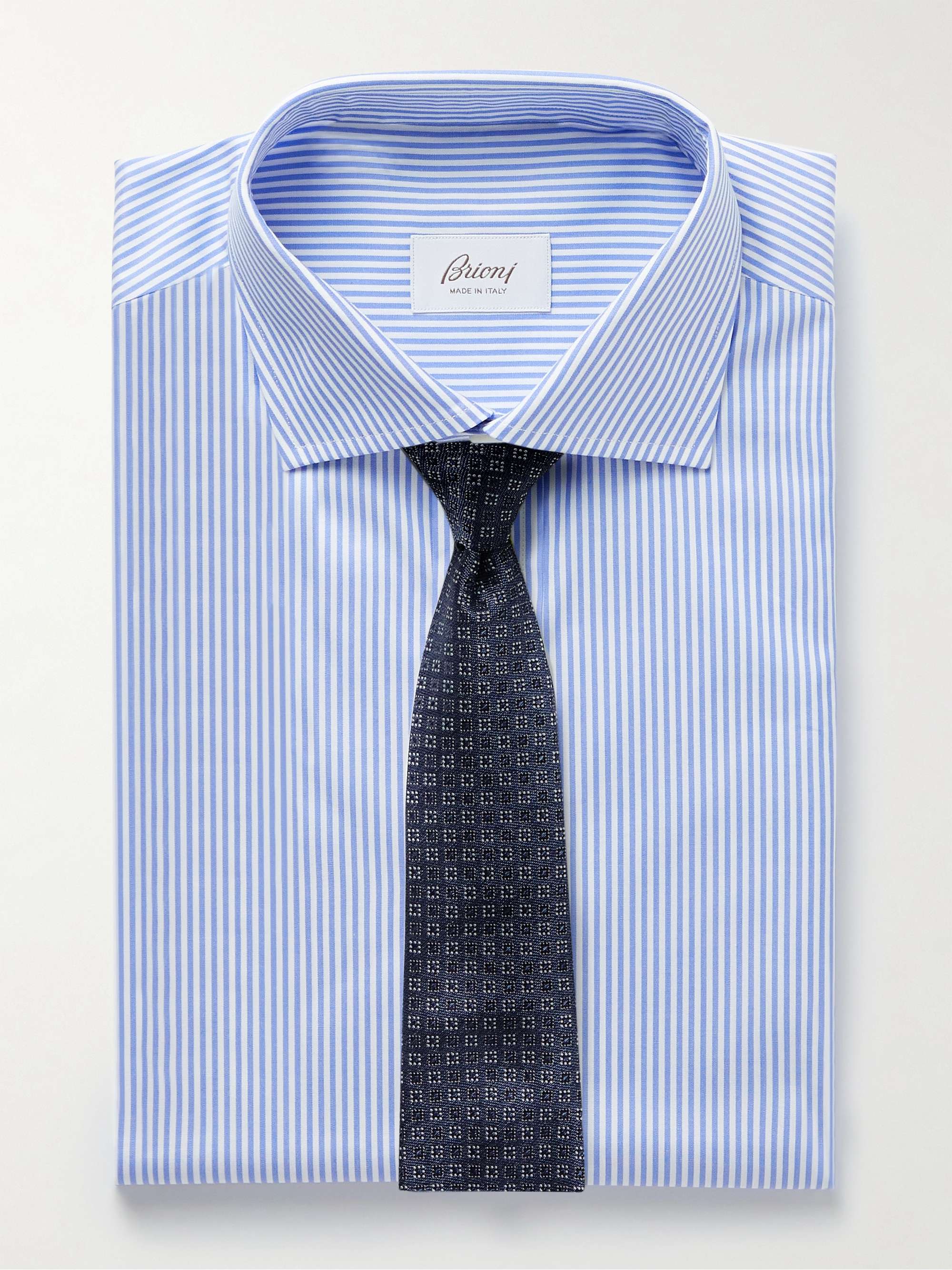 BRIONI Cutaway-Collar Striped Cotton Shirt