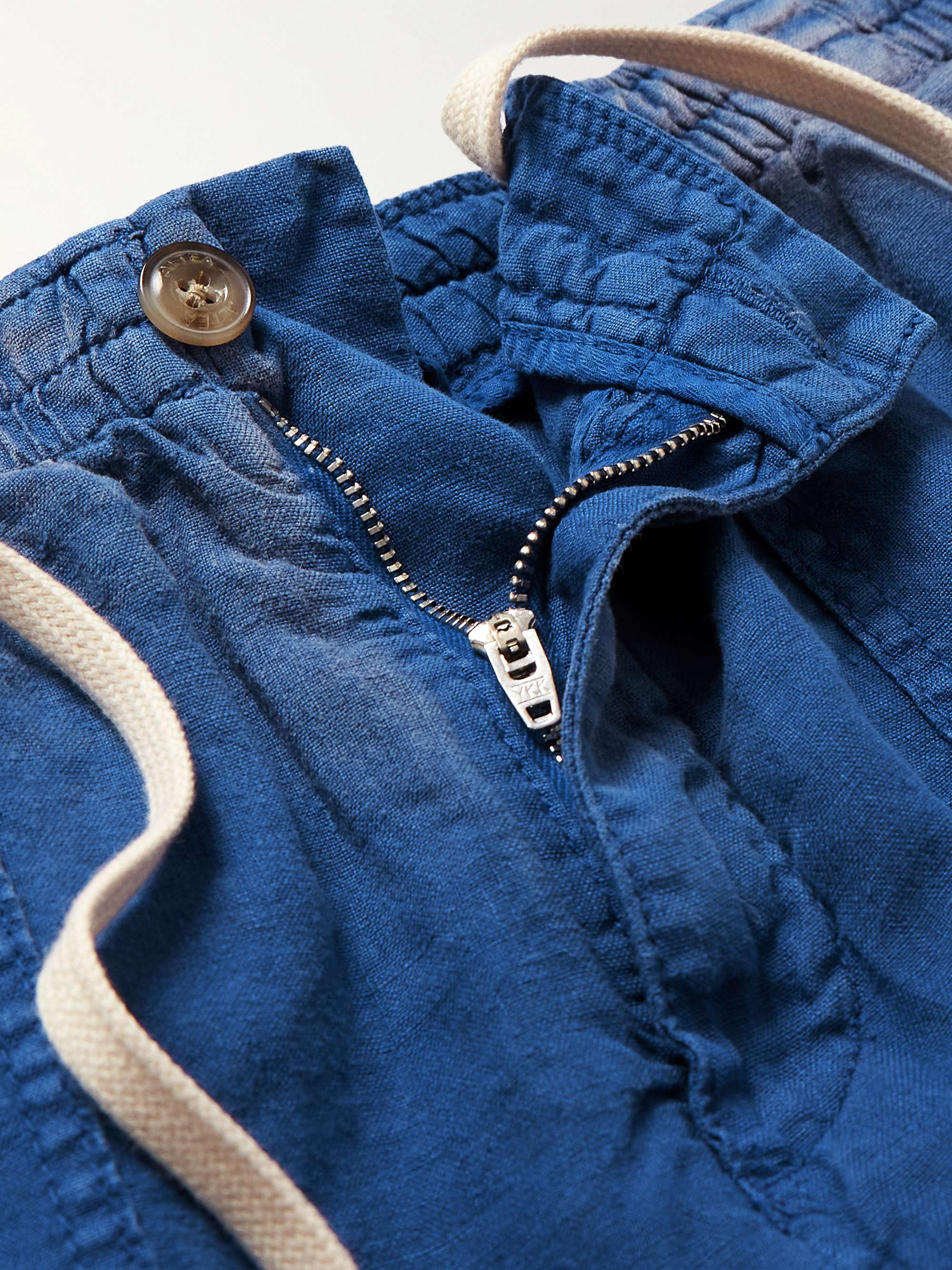 ALTEA Fatigue Straight-Leg Linen Bermuda Shorts