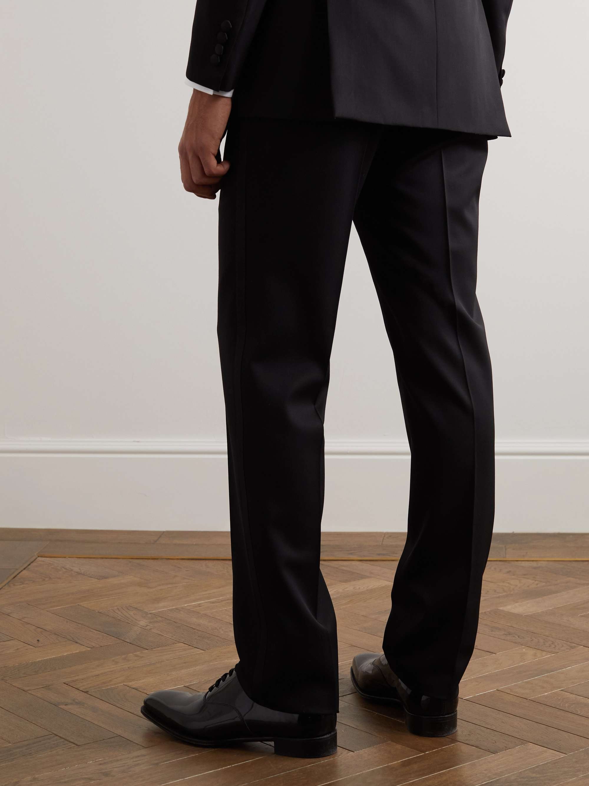 BRIONI Straight-Leg Silk-Trimmed Wool Tuxedo Trousers