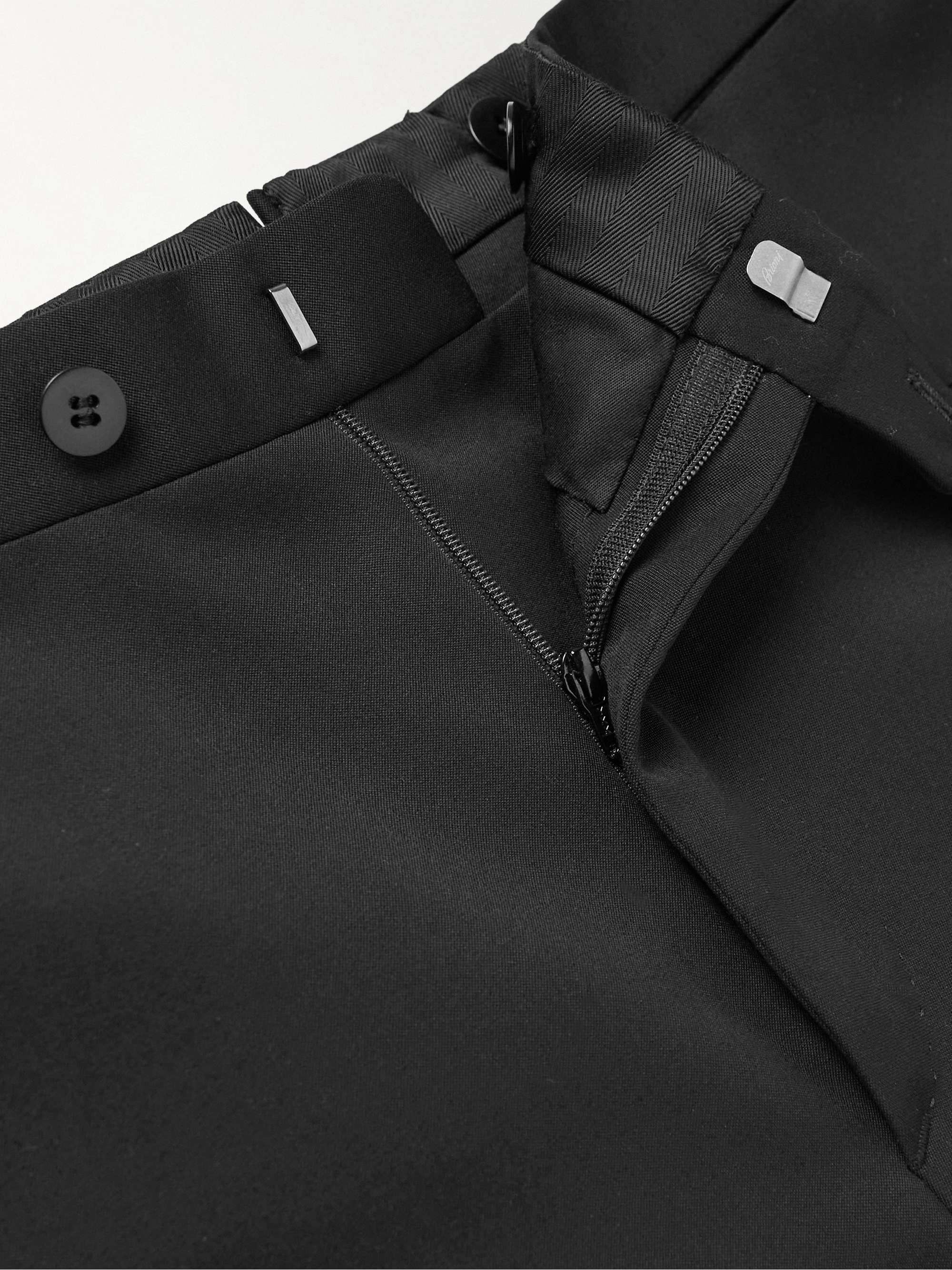 BRIONI Straight-Leg Silk-Trimmed Wool Tuxedo Trousers