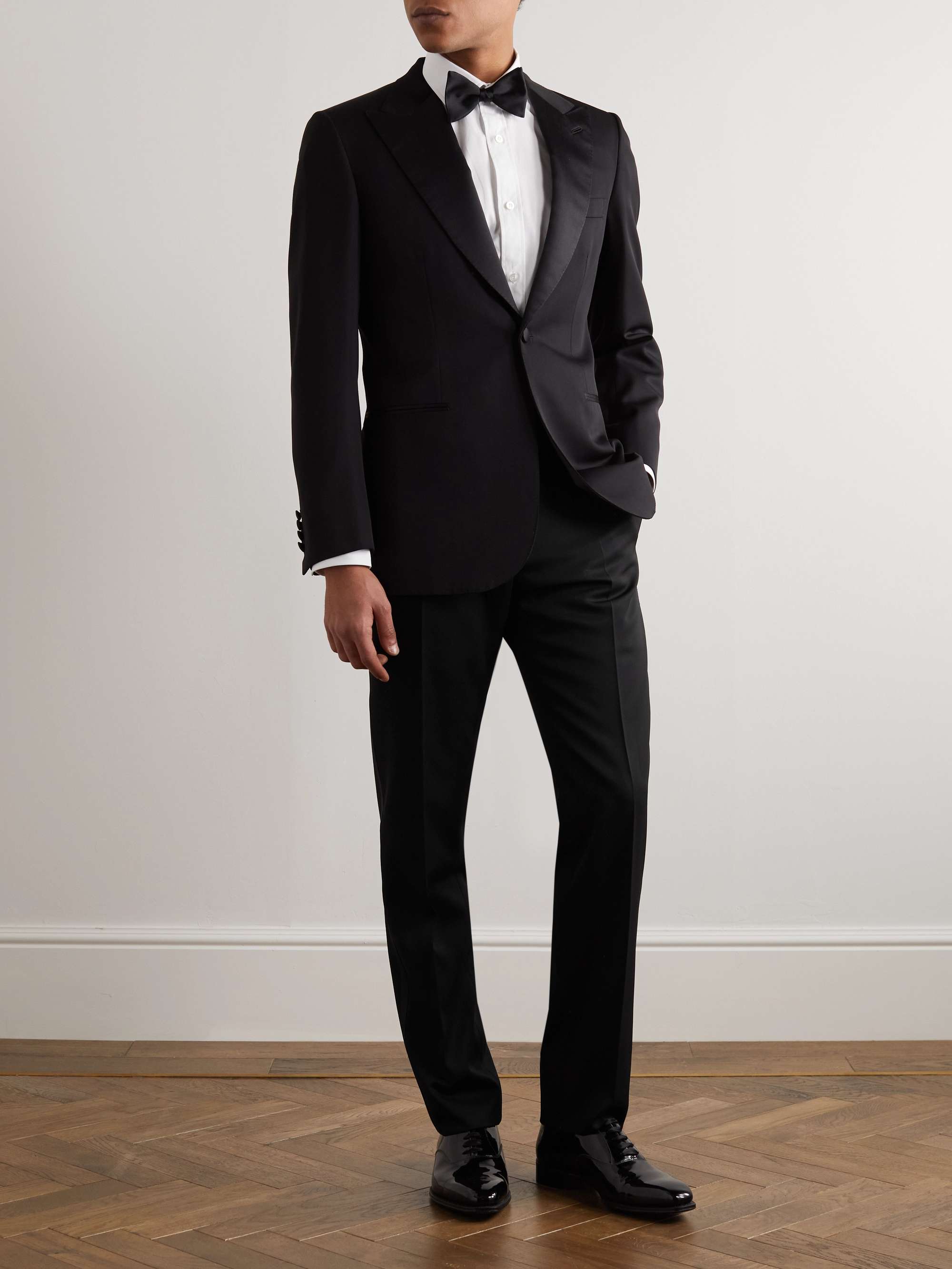 BRIONI Straight-Leg Silk-Trimmed Wool Tuxedo Trousers
