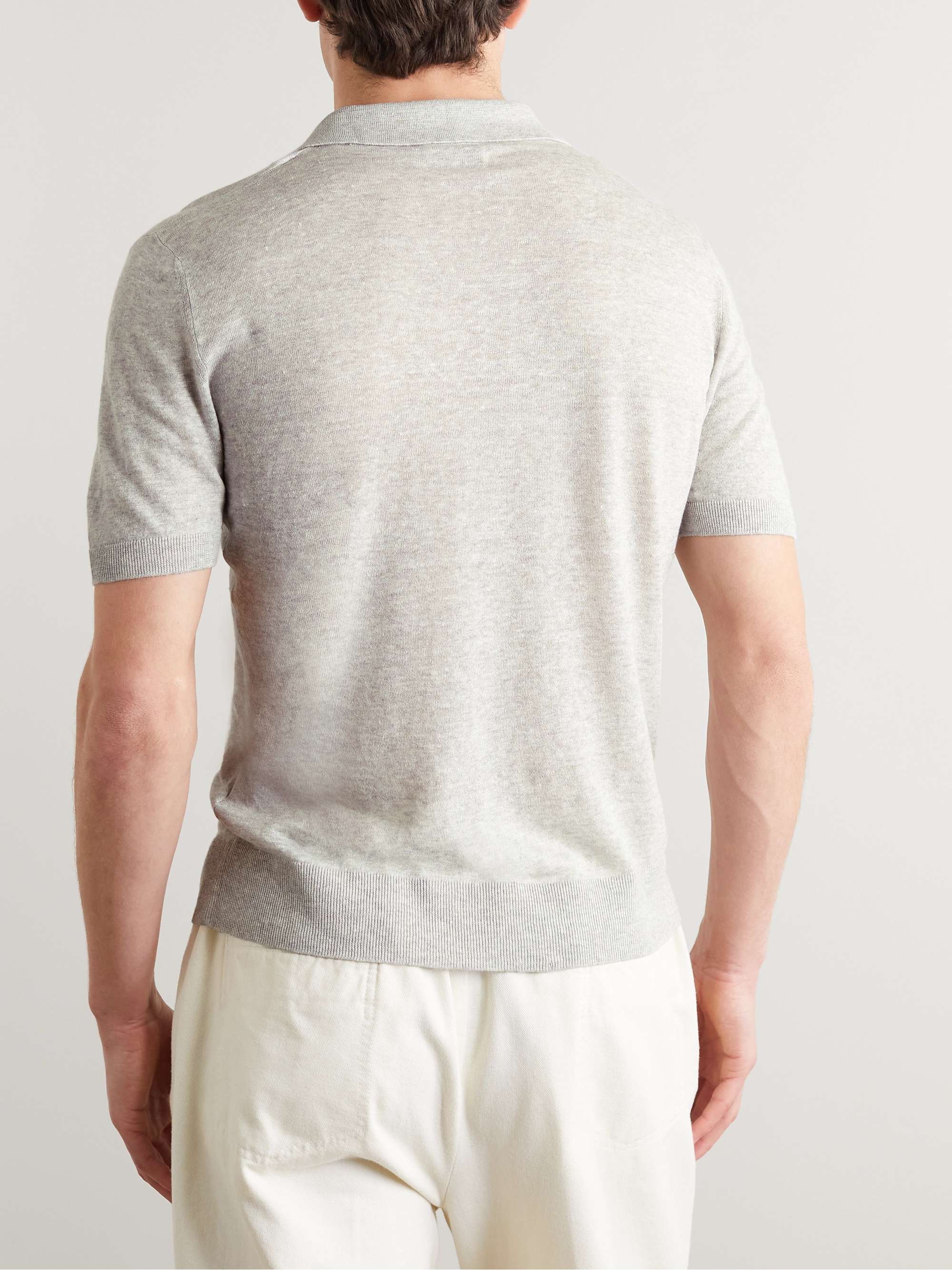 ALTEA Slim-Fit Linen and Cotton-Blend Polo Shirt