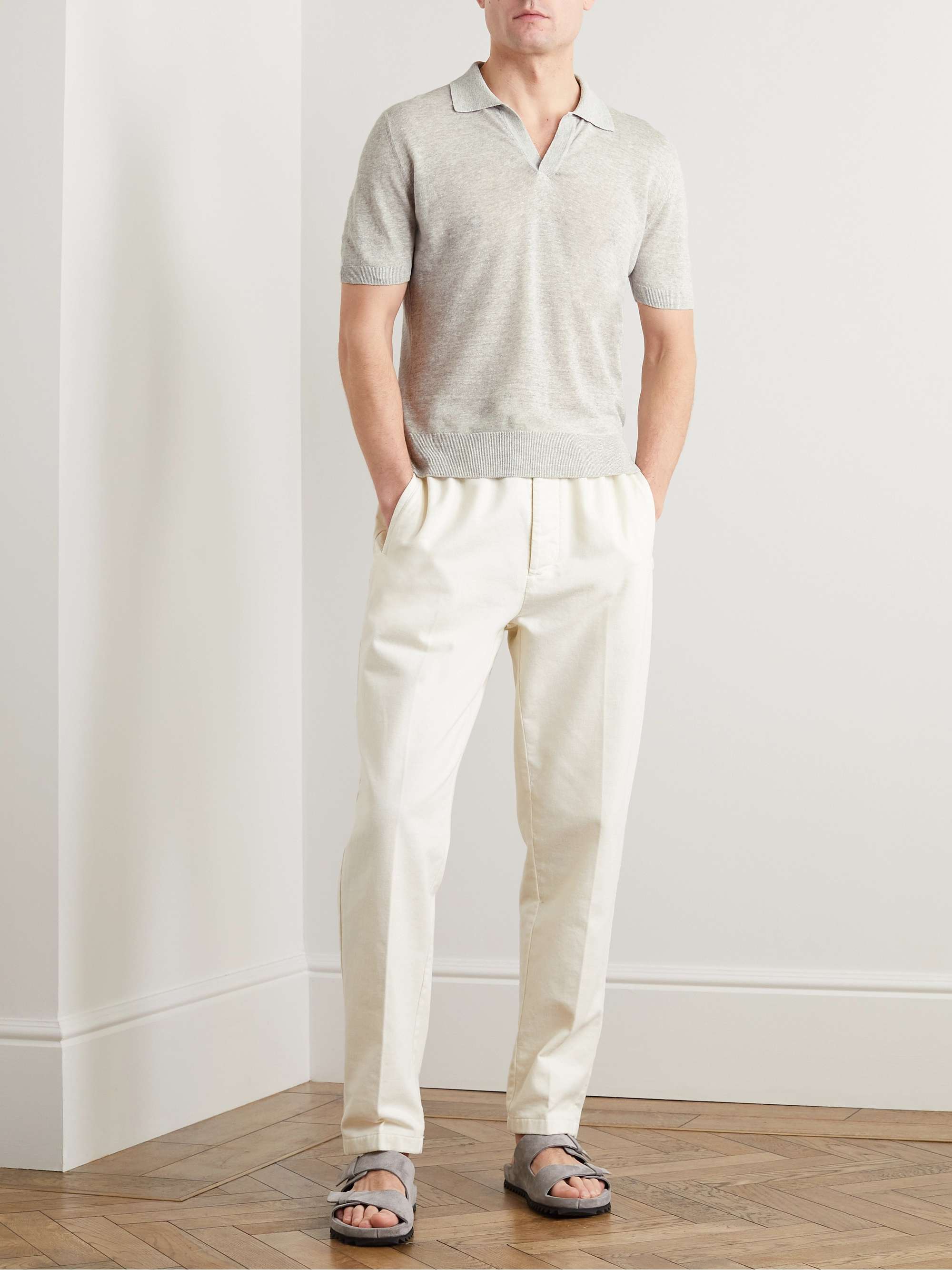 ALTEA Slim-Fit Linen and Cotton-Blend Polo Shirt