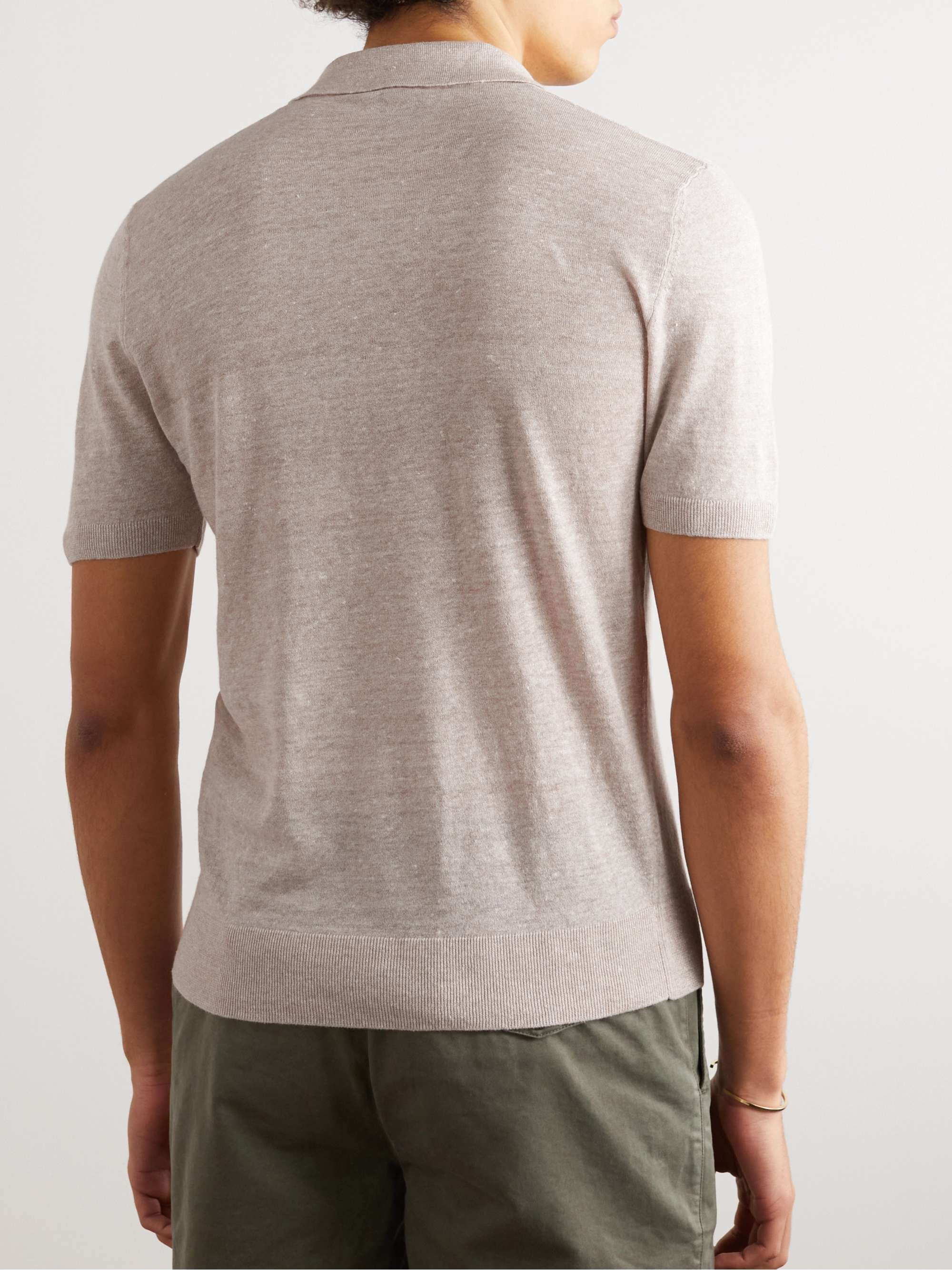 ALTEA Slim-Fit Linen and Cotton-Blend Polo Shirt